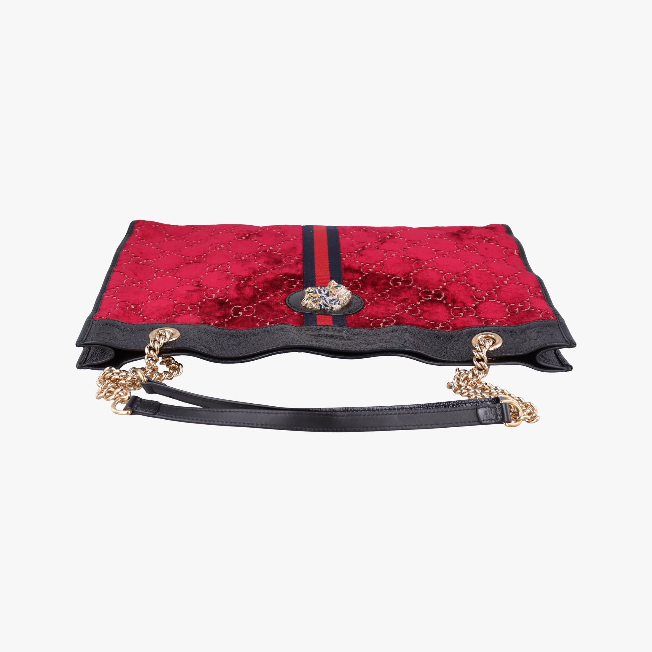 Pre-owned Gucci Rajah Red × Black velour × Leather 537219 shoulderbag | stylenewstar