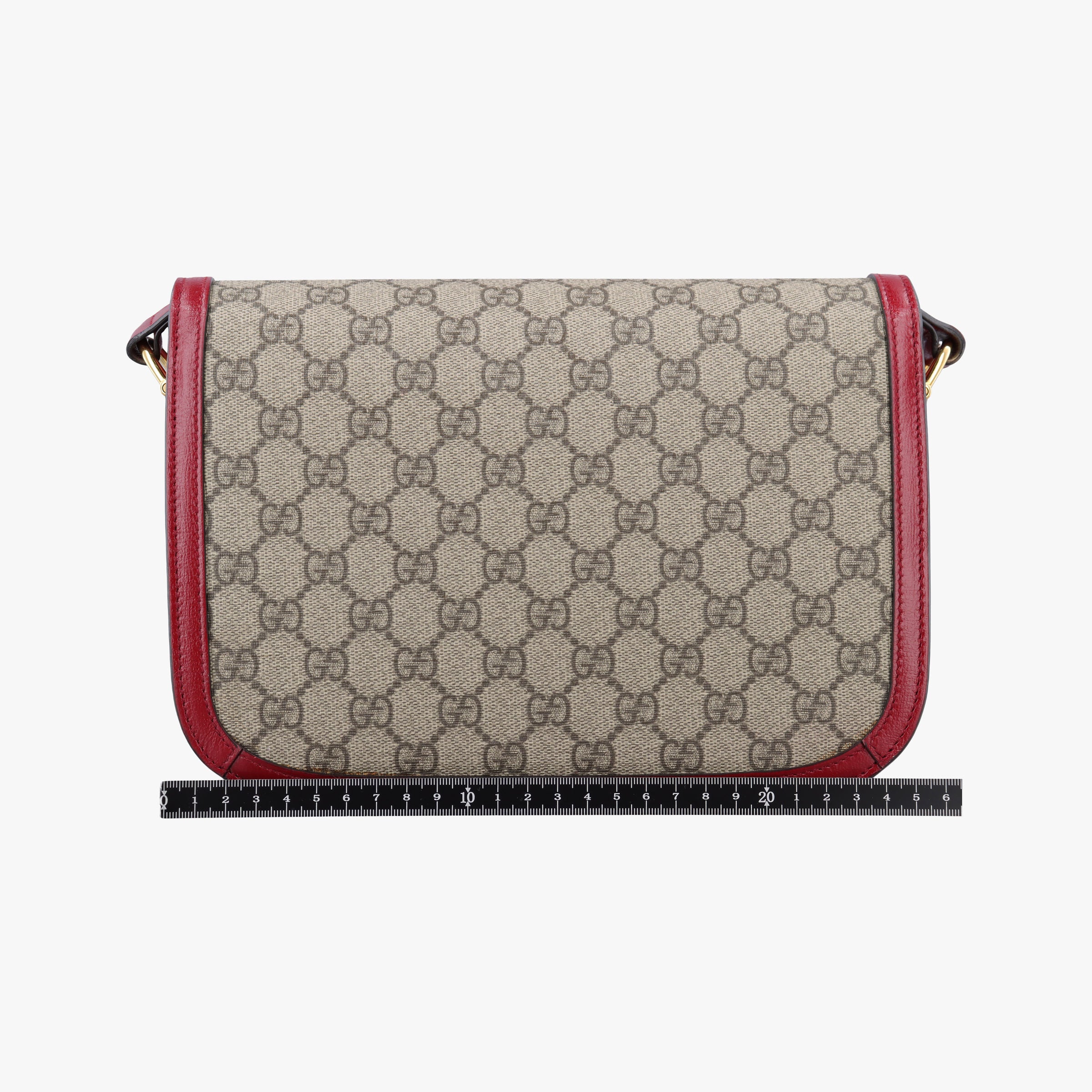 Pre-owned Gucci The Hacker Project Horsebit 1955 Beige × Brown × Red PVC coated canvas×Leather 602204 shoulderbag | stylenewstar