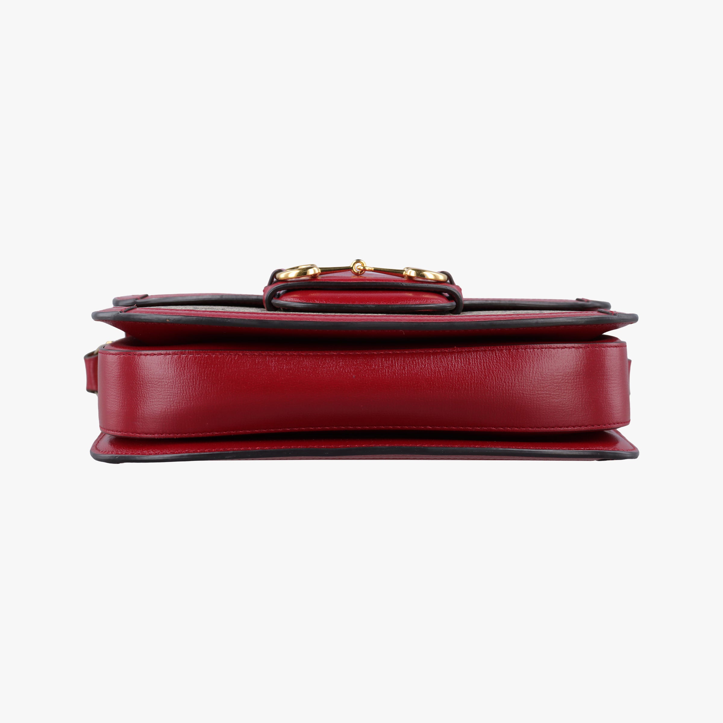 Pre-owned Gucci The Hacker Project Horsebit 1955 Beige × Brown × Red PVC coated canvas×Leather 602204 shoulderbag | stylenewstar