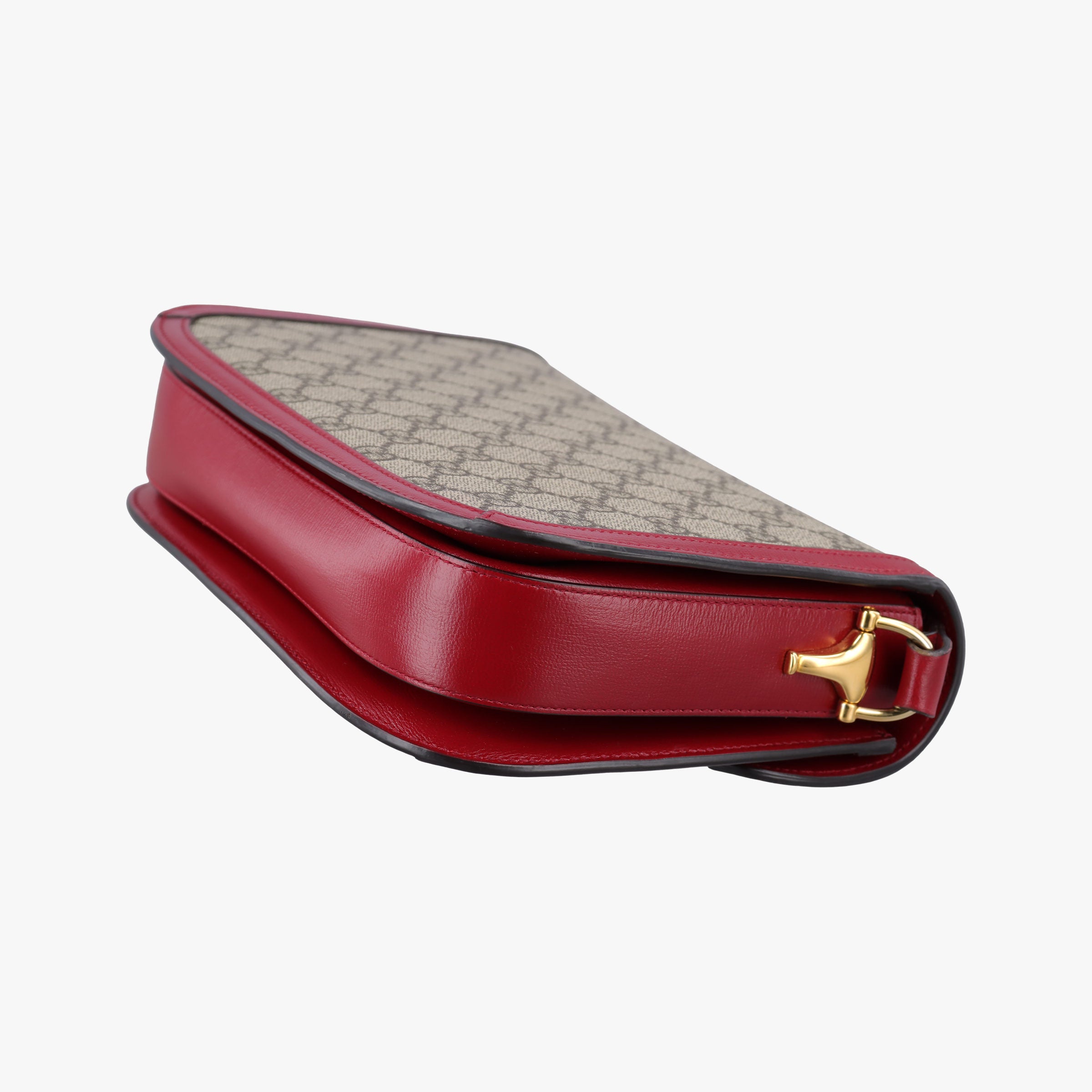 Pre-owned Gucci The Hacker Project Horsebit 1955 Beige × Brown × Red PVC coated canvas×Leather 602204 shoulderbag | stylenewstar