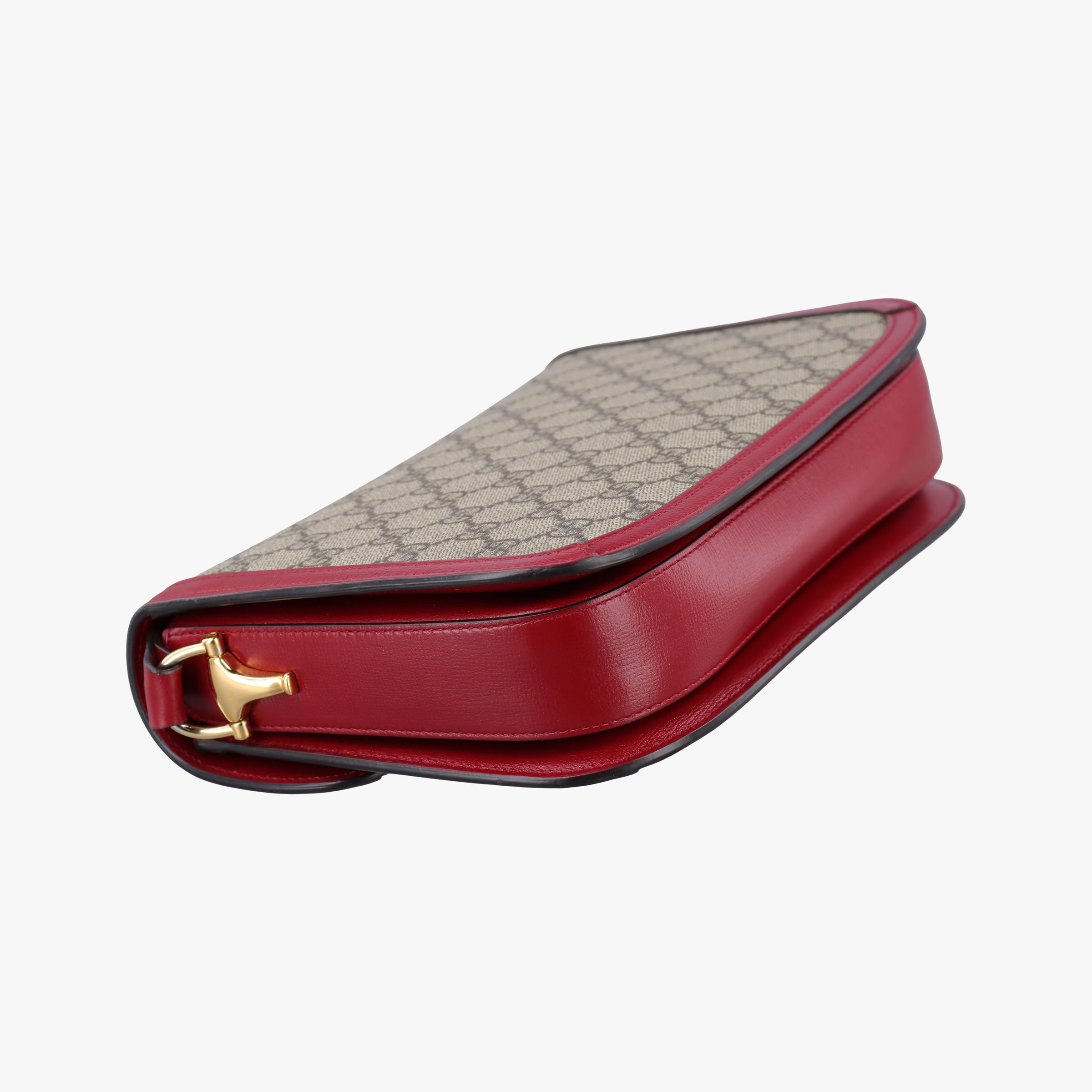 Pre-owned Gucci The Hacker Project Horsebit 1955 Beige × Brown × Red PVC coated canvas×Leather 602204 shoulderbag | stylenewstar