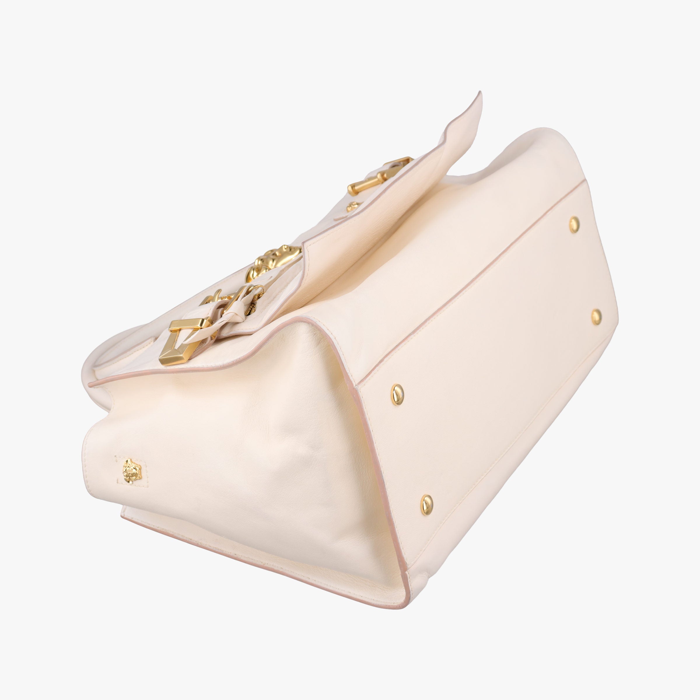 Pre-owned VERSACE Medusa Palazzo White lambskin  shoulderbag | stylenewstar