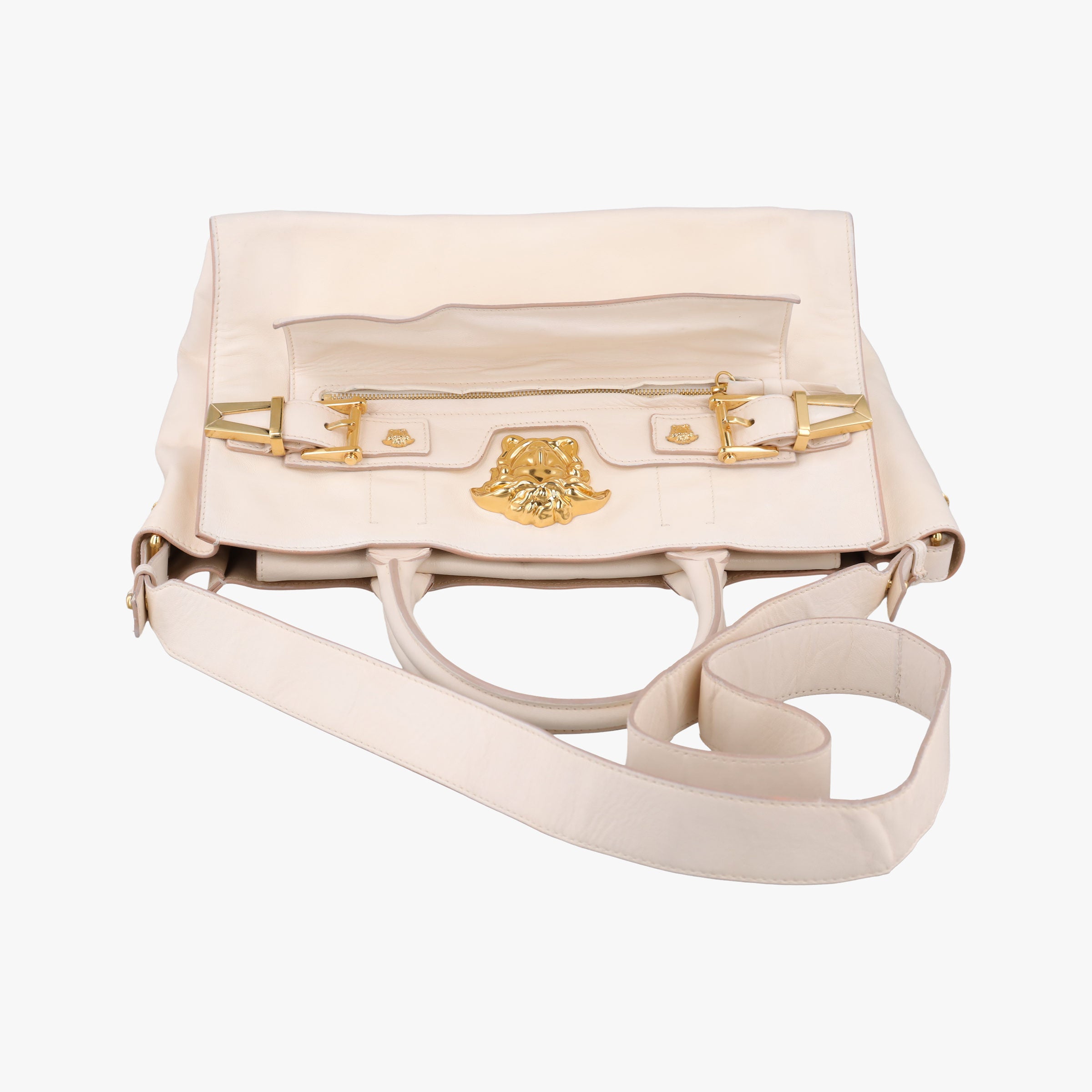 Pre-owned VERSACE Medusa Palazzo White lambskin  shoulderbag | stylenewstar