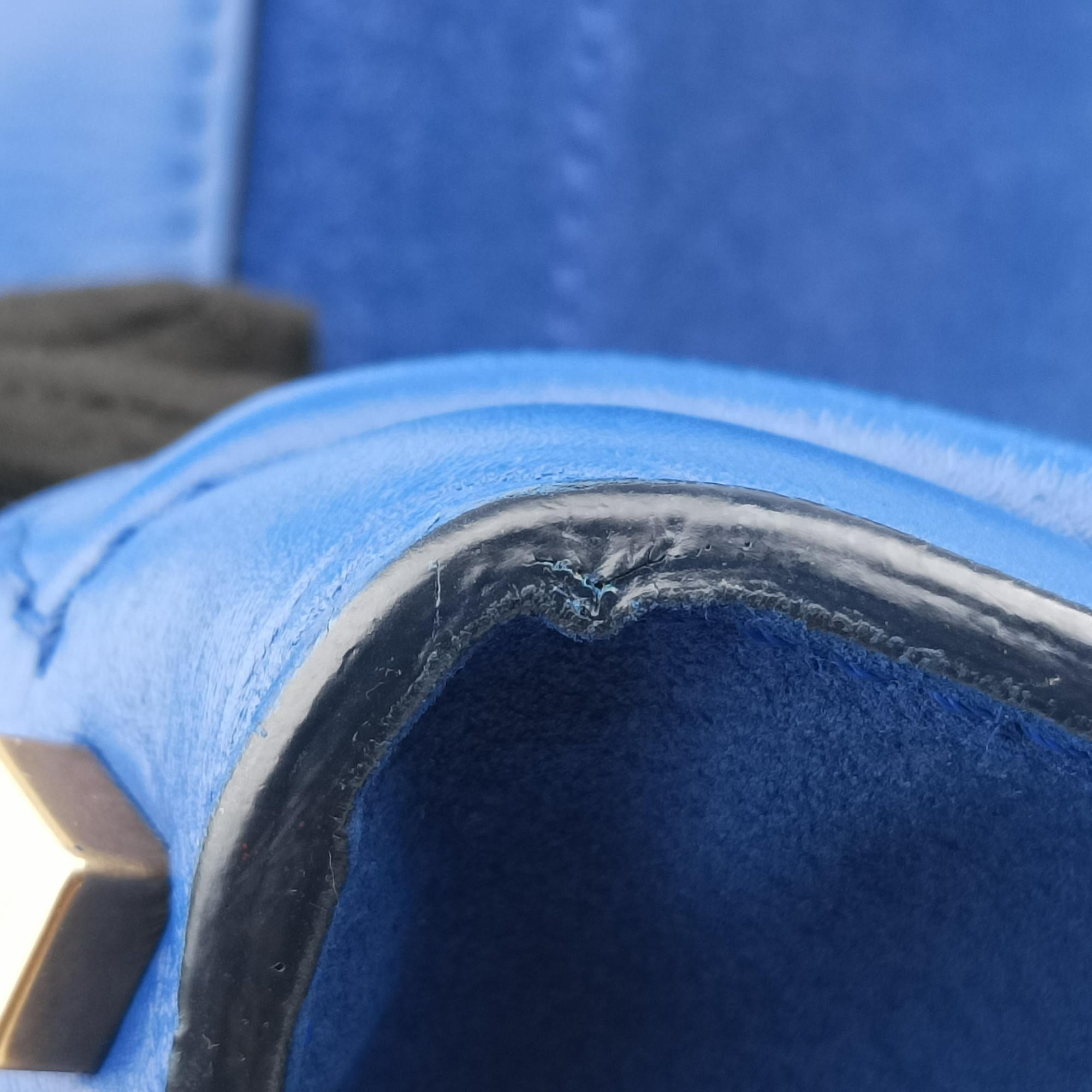 Pre-owned Celine Luggage Mini Shopper Blue Suede × Leather  handbag | stylenewstar