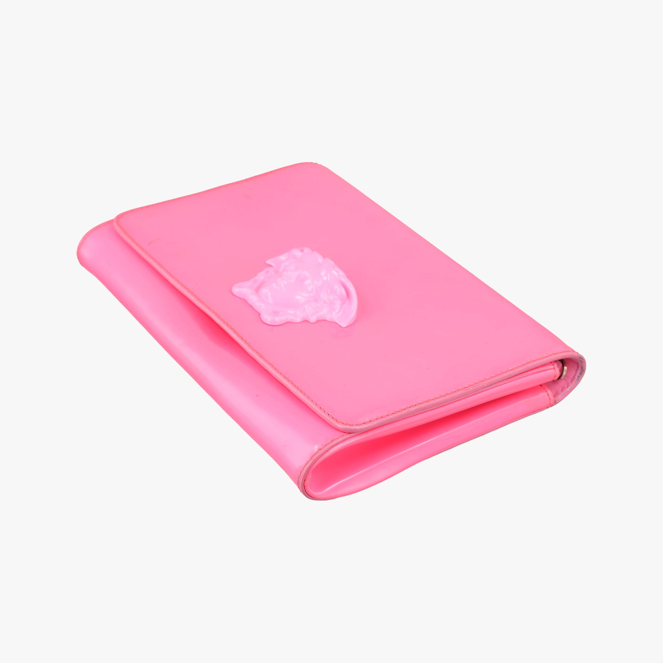 Pre-owned VERSACE Medusa Rose Patent  clutchbag | stylenewstar