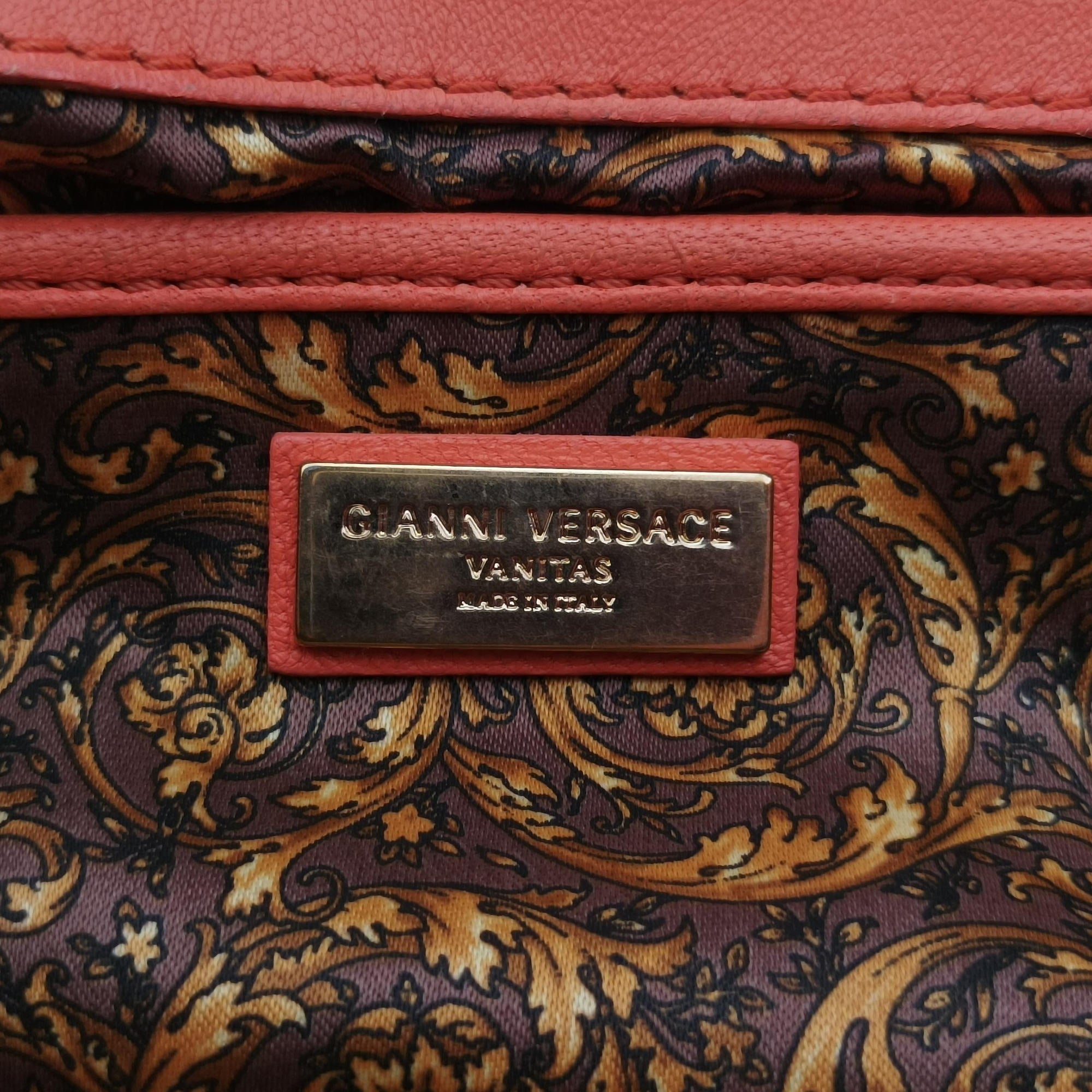 Pre-owned VERSACE Vanitas Medusa Orange leather  shoulderbag | stylenewstar