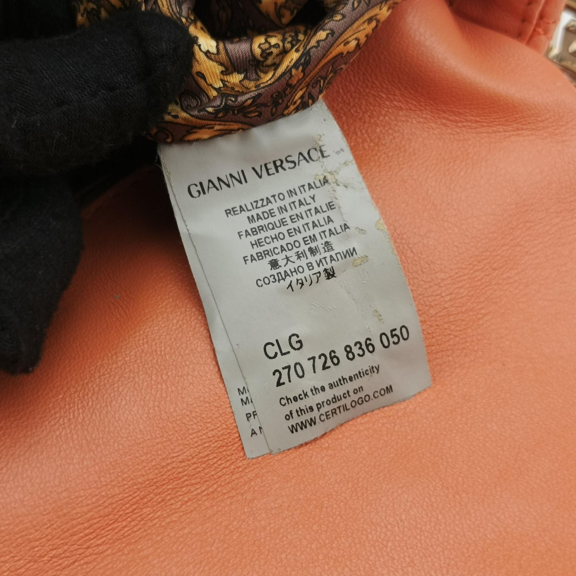 Pre-owned VERSACE Vanitas Medusa Orange leather  shoulderbag | stylenewstar