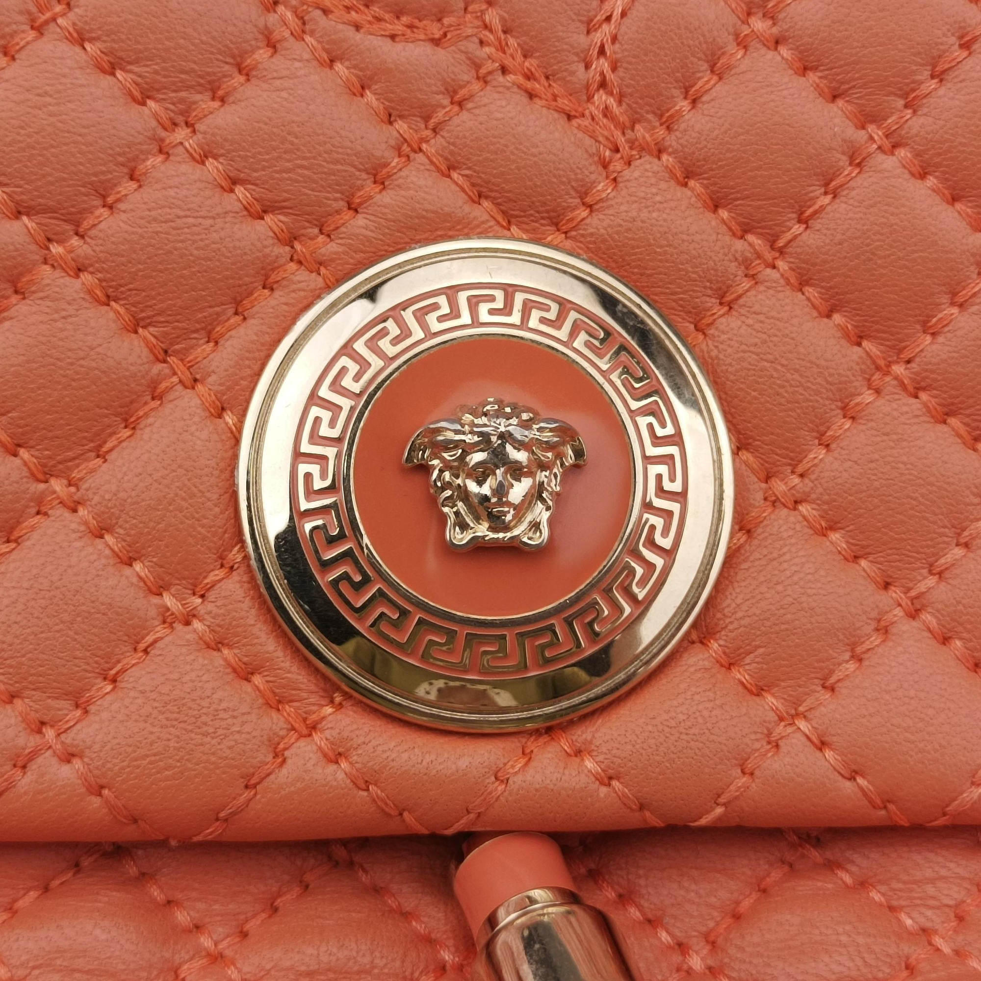 Pre-owned VERSACE Vanitas Medusa Orange leather  shoulderbag | stylenewstar