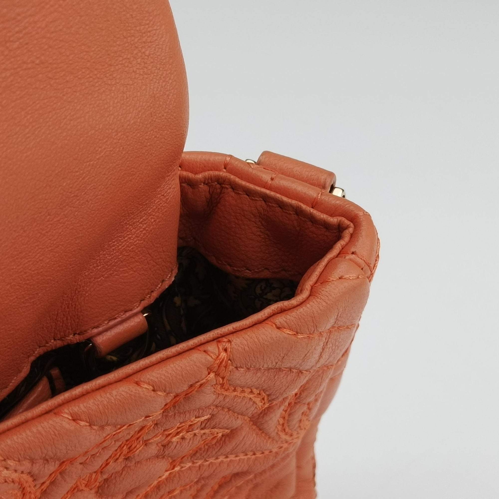 Pre-owned VERSACE Vanitas Medusa Orange leather  shoulderbag | stylenewstar
