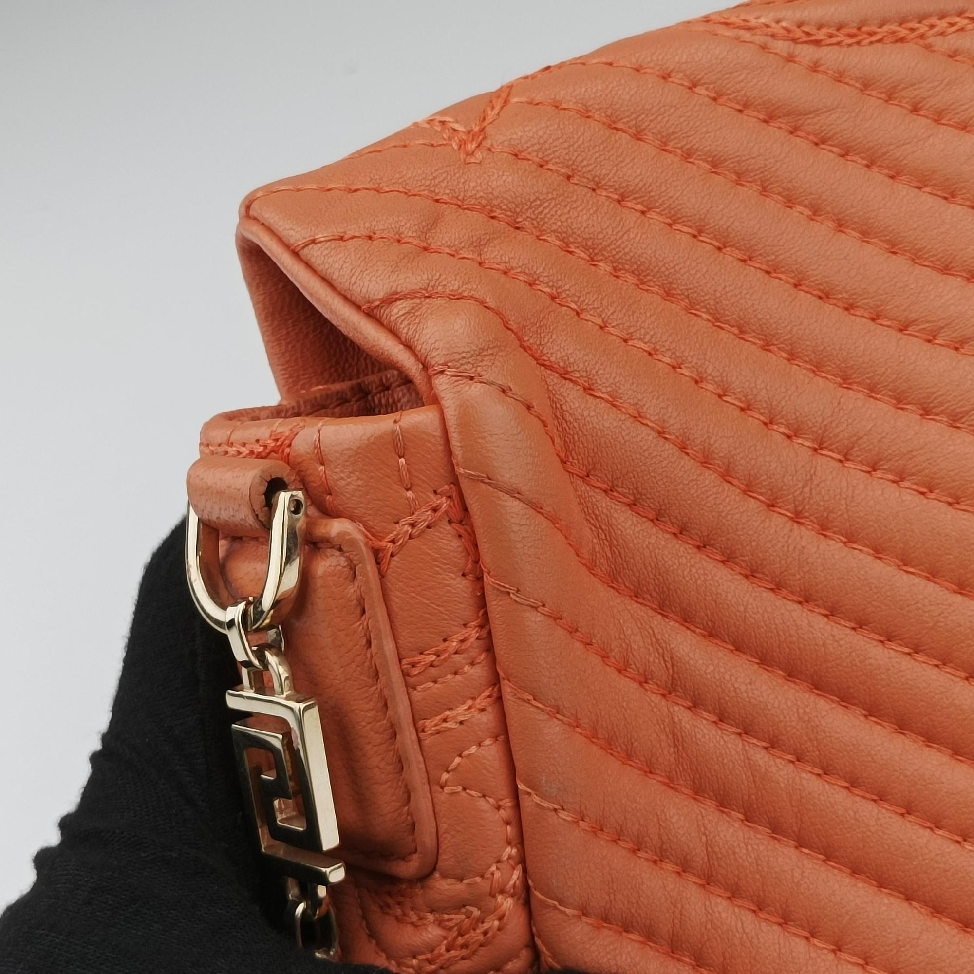 Pre-owned VERSACE Vanitas Medusa Orange leather  shoulderbag | stylenewstar