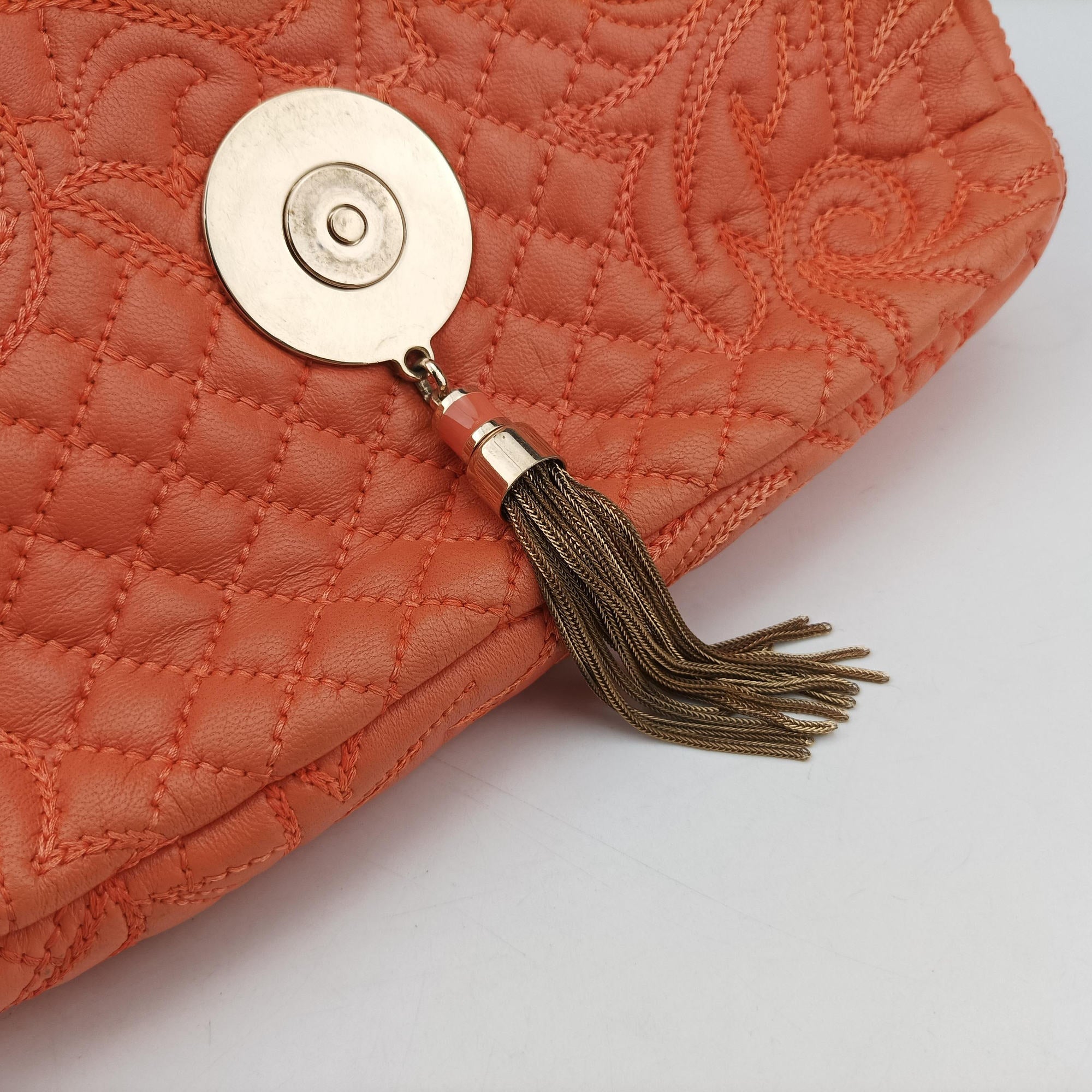 Pre-owned VERSACE Vanitas Medusa Orange leather  shoulderbag | stylenewstar