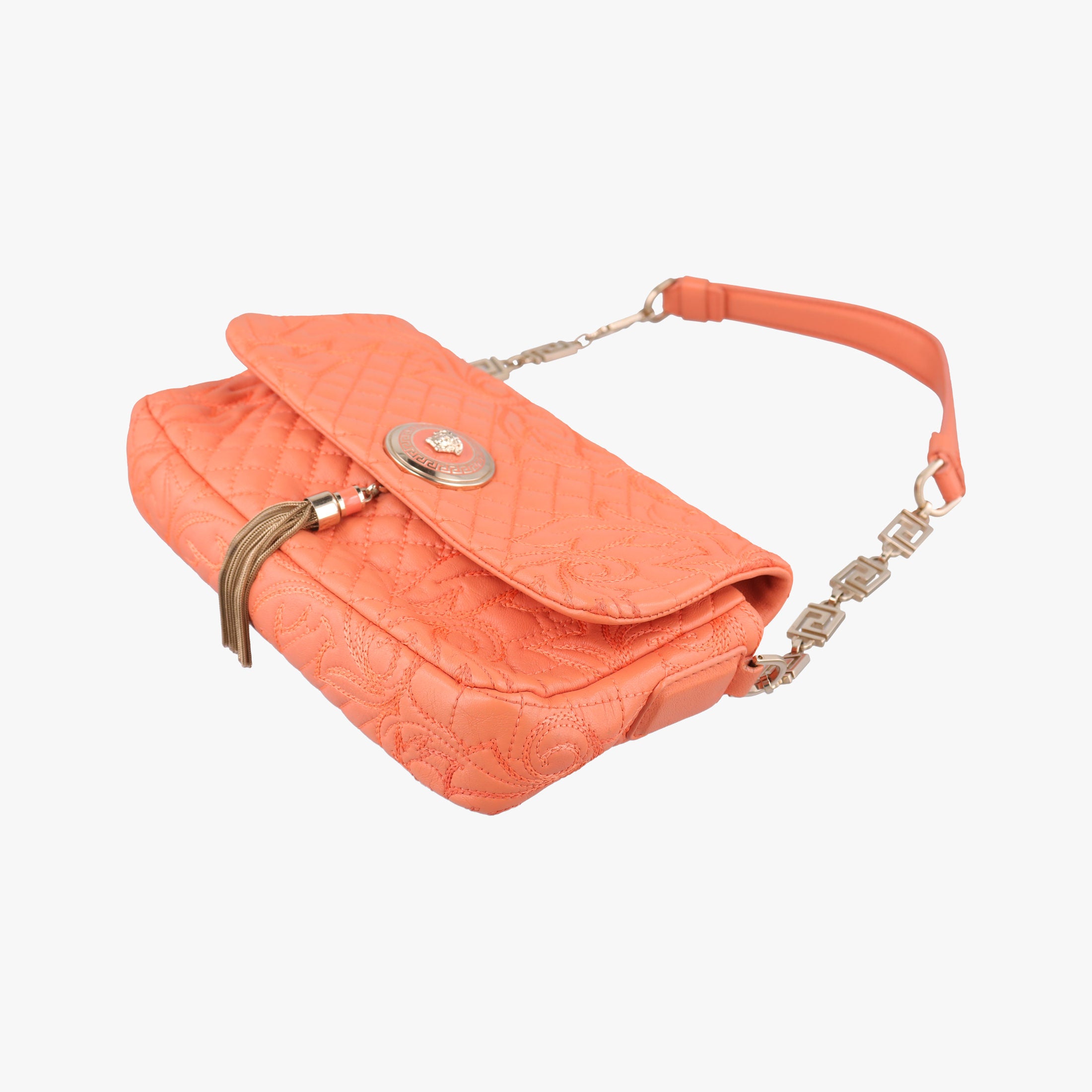 Pre-owned VERSACE Vanitas Medusa Orange leather  shoulderbag | stylenewstar