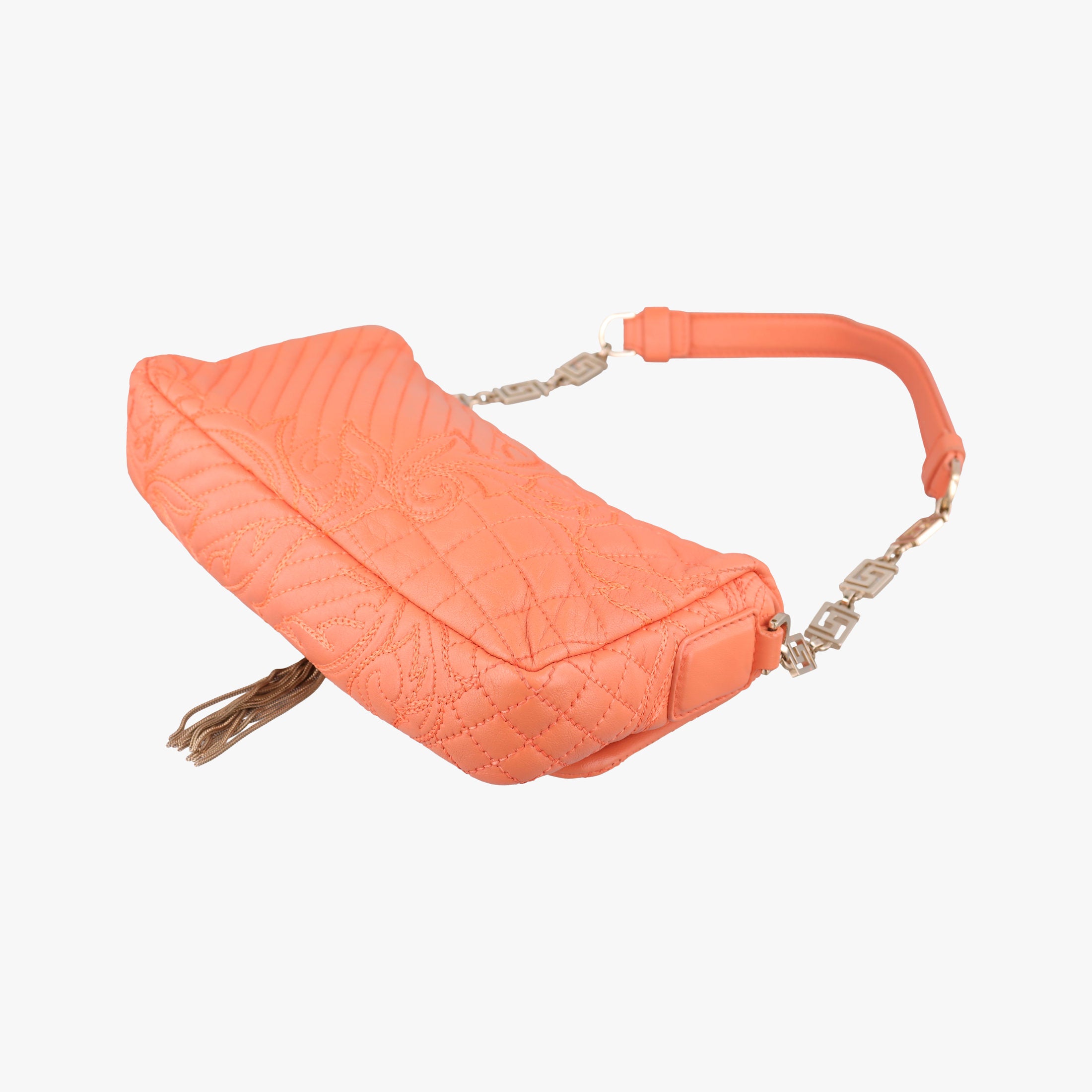 Pre-owned VERSACE Vanitas Medusa Orange leather  shoulderbag | stylenewstar