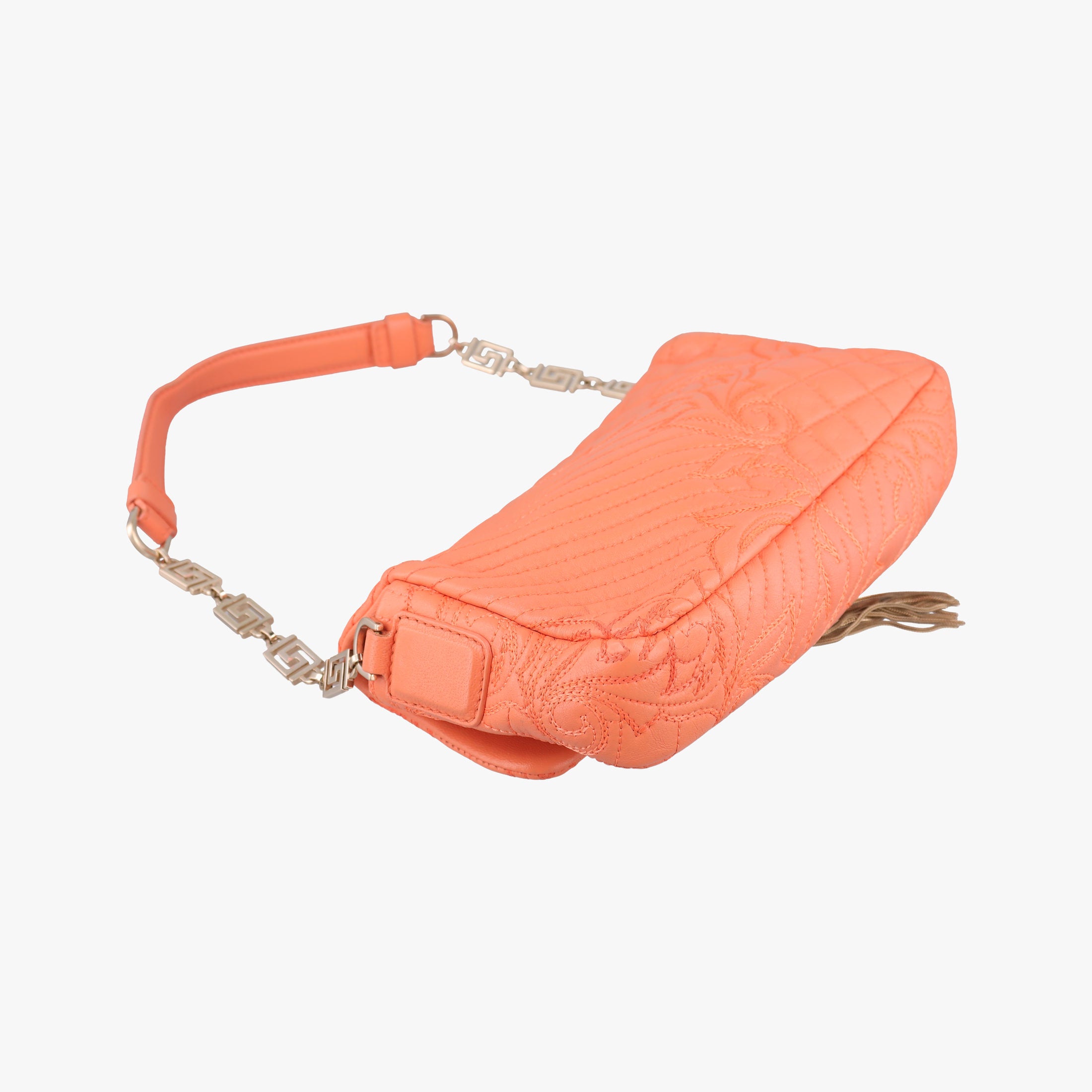 Pre-owned VERSACE Vanitas Medusa Orange leather  shoulderbag | stylenewstar