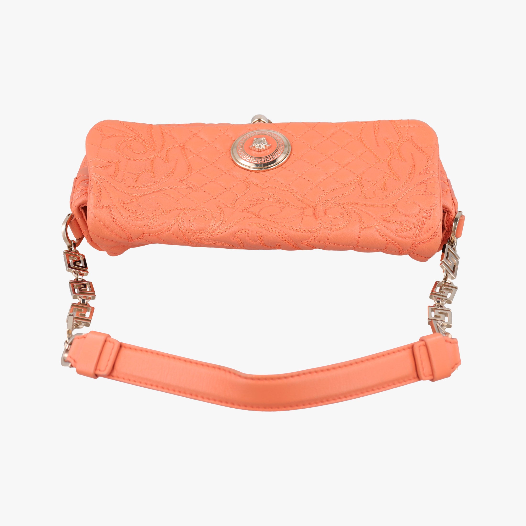 Pre-owned VERSACE Vanitas Medusa Orange leather  shoulderbag | stylenewstar