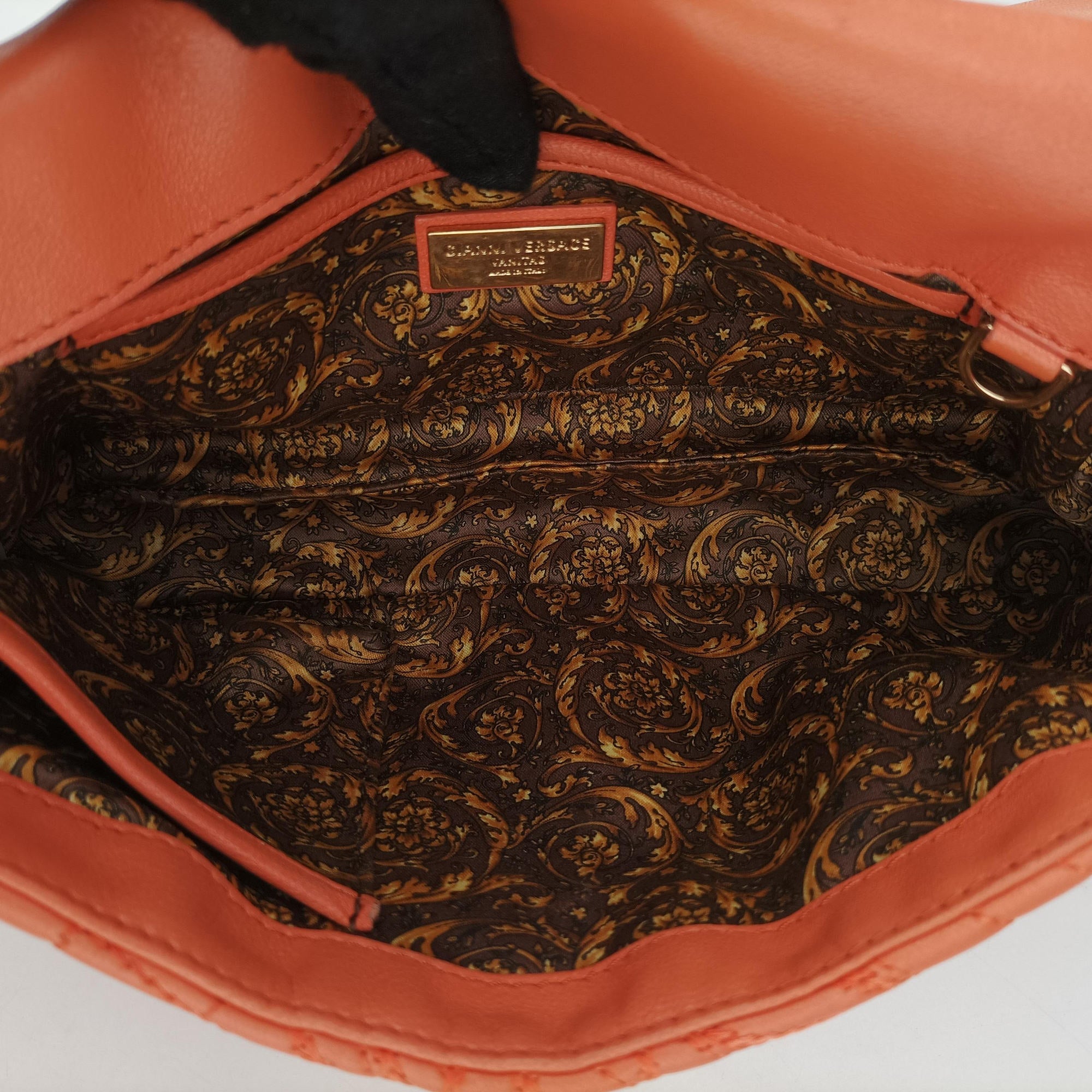Pre-owned VERSACE Vanitas Medusa Orange leather  shoulderbag | stylenewstar