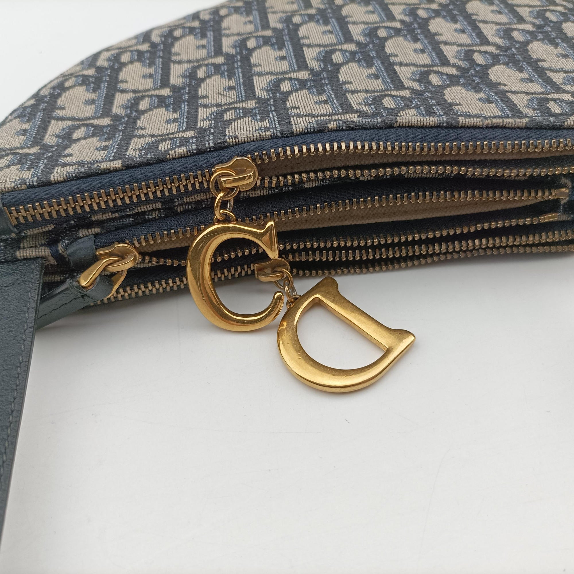 Vintage Christian Dior Saddle Navy×Gray Jacquard  shoulderbag | stylenewstar