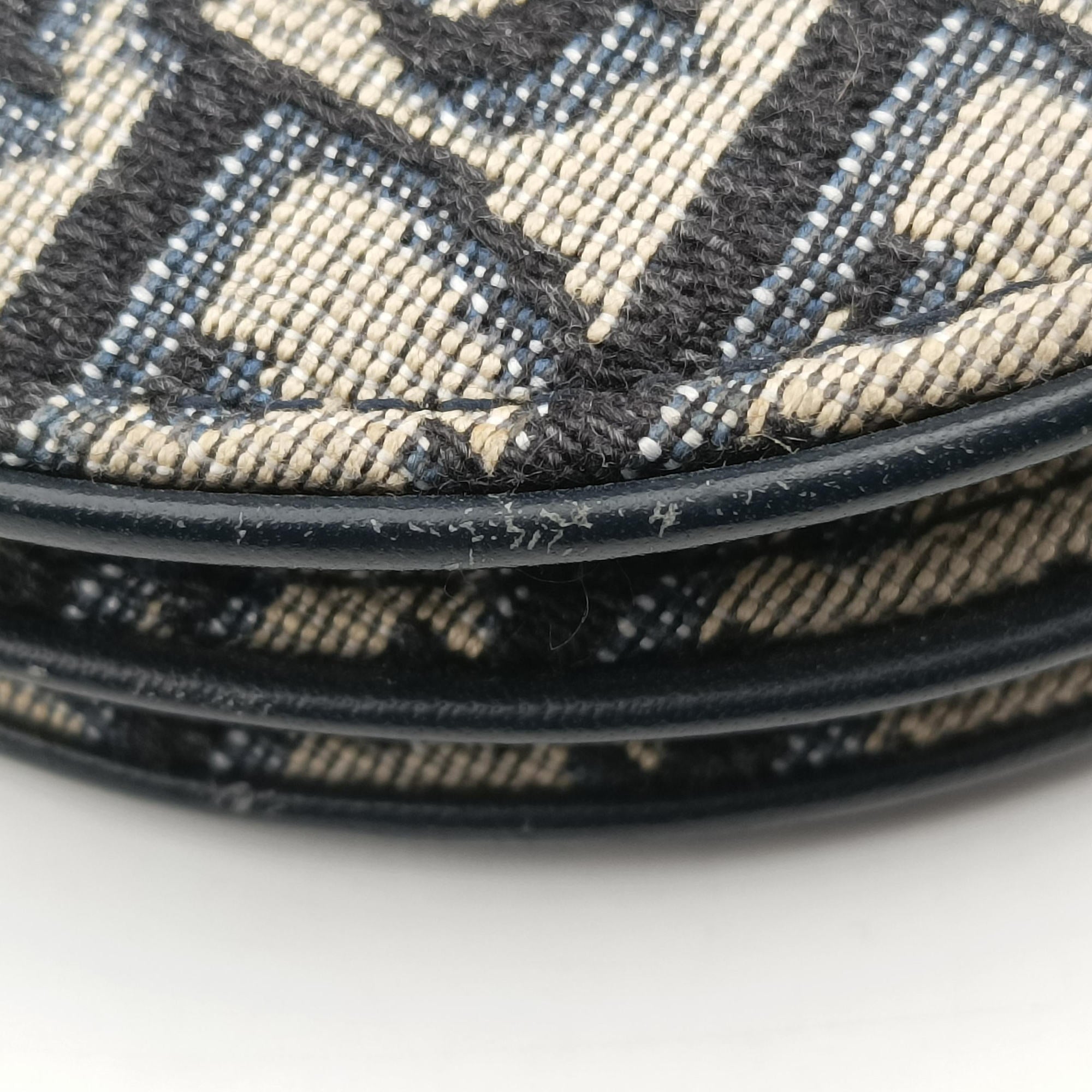 Vintage Christian Dior Saddle Navy×Gray Jacquard  shoulderbag | stylenewstar