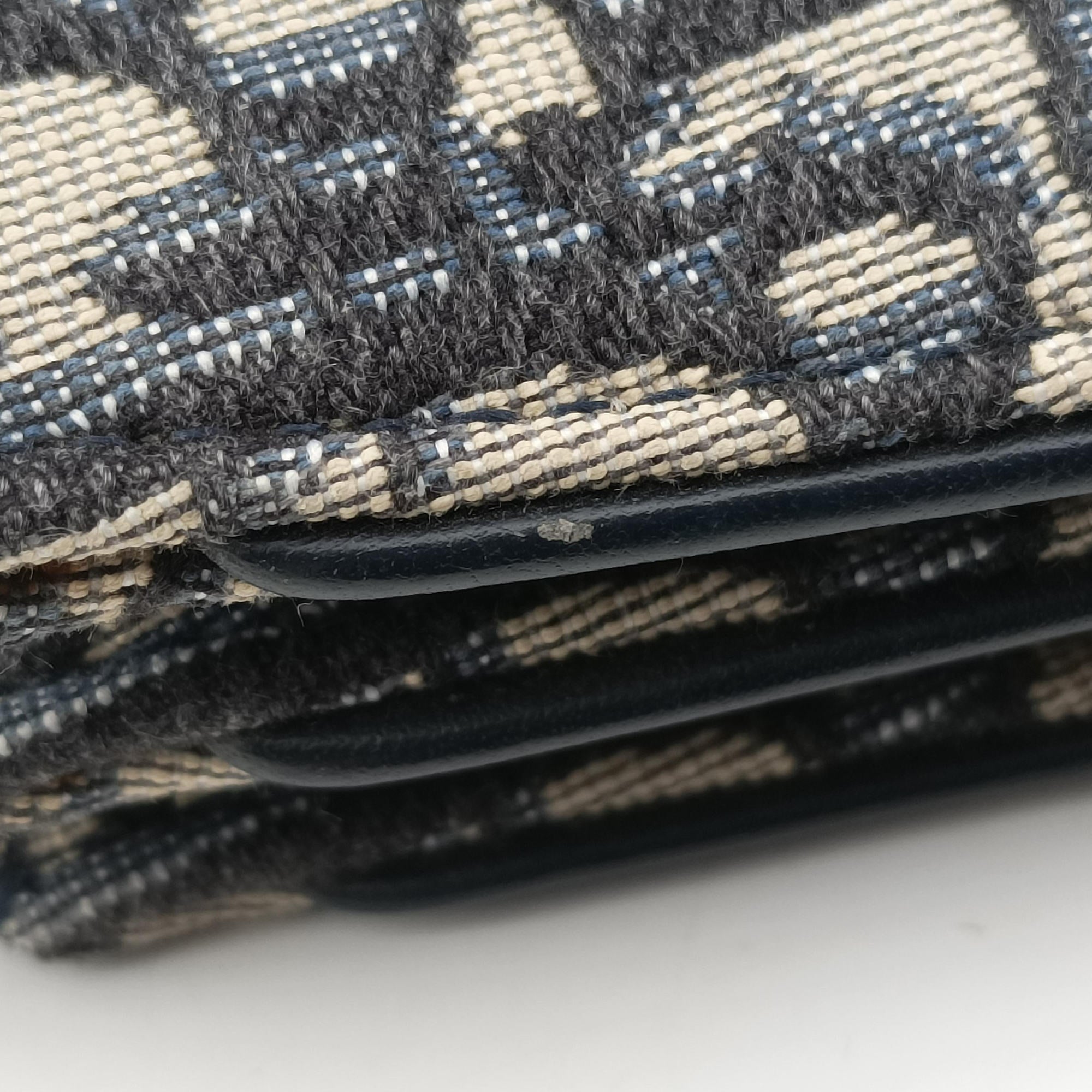 Vintage Christian Dior Saddle Navy×Gray Jacquard  shoulderbag | stylenewstar
