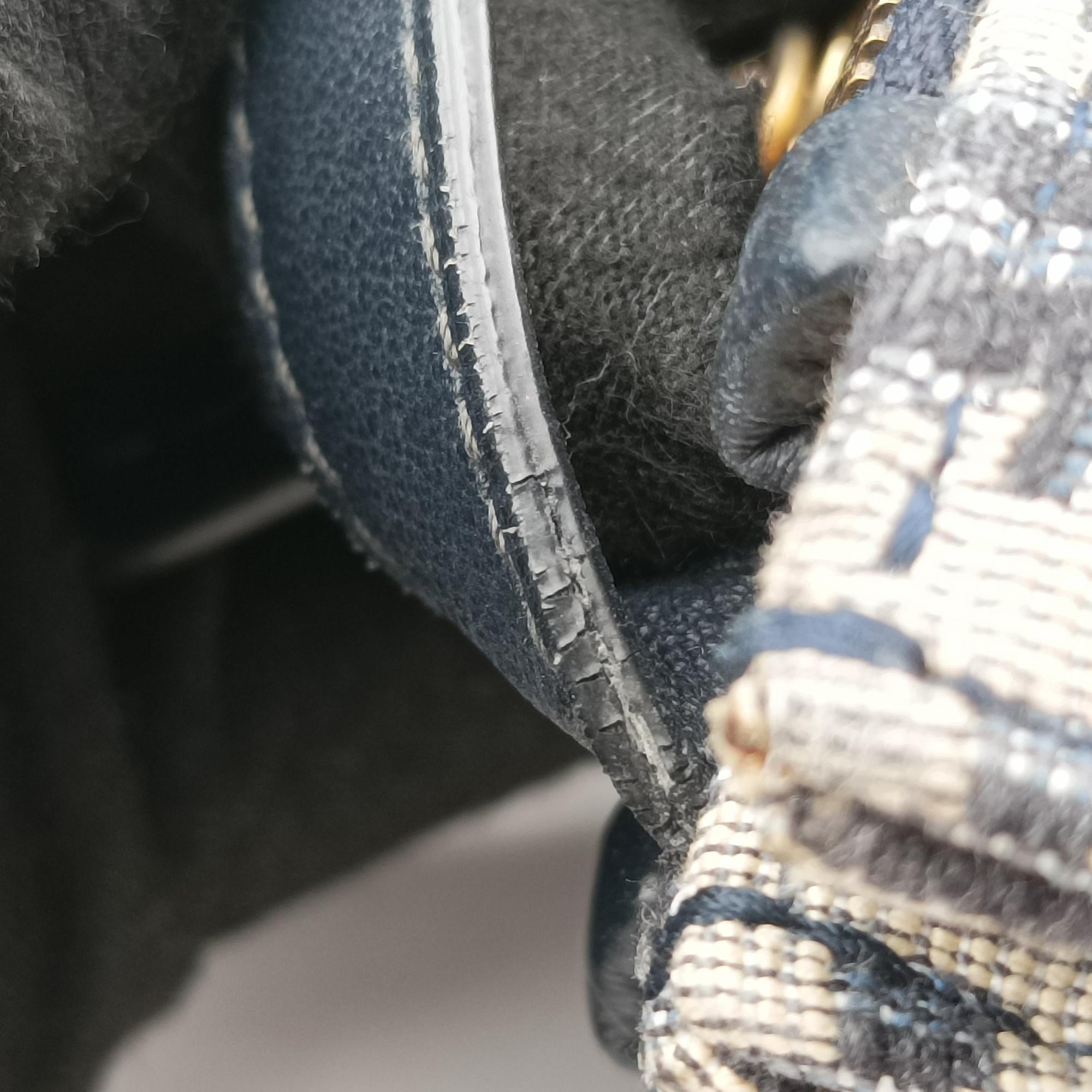 Vintage Christian Dior Saddle Navy×Gray Jacquard  shoulderbag | stylenewstar