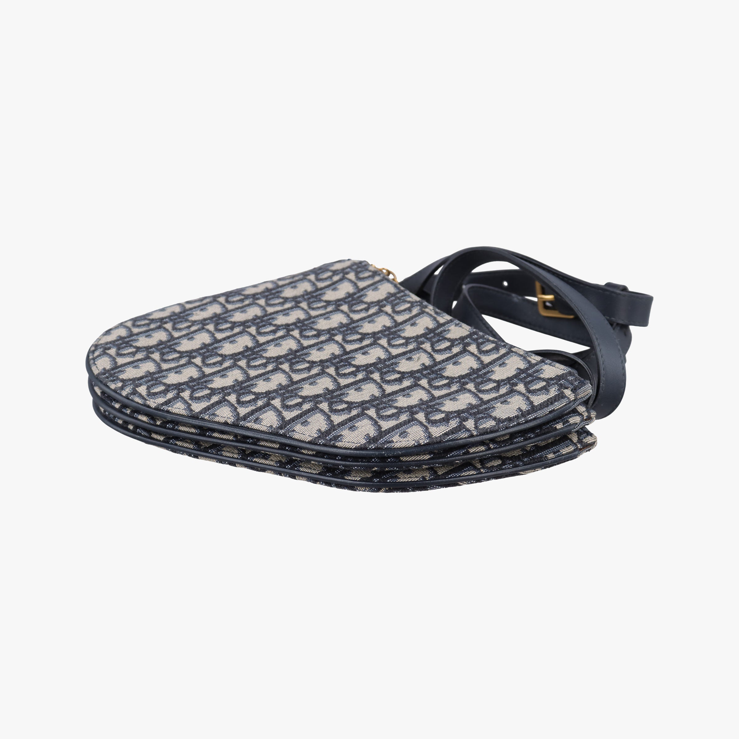 Vintage Christian Dior Saddle Navy×Gray Jacquard  shoulderbag | stylenewstar