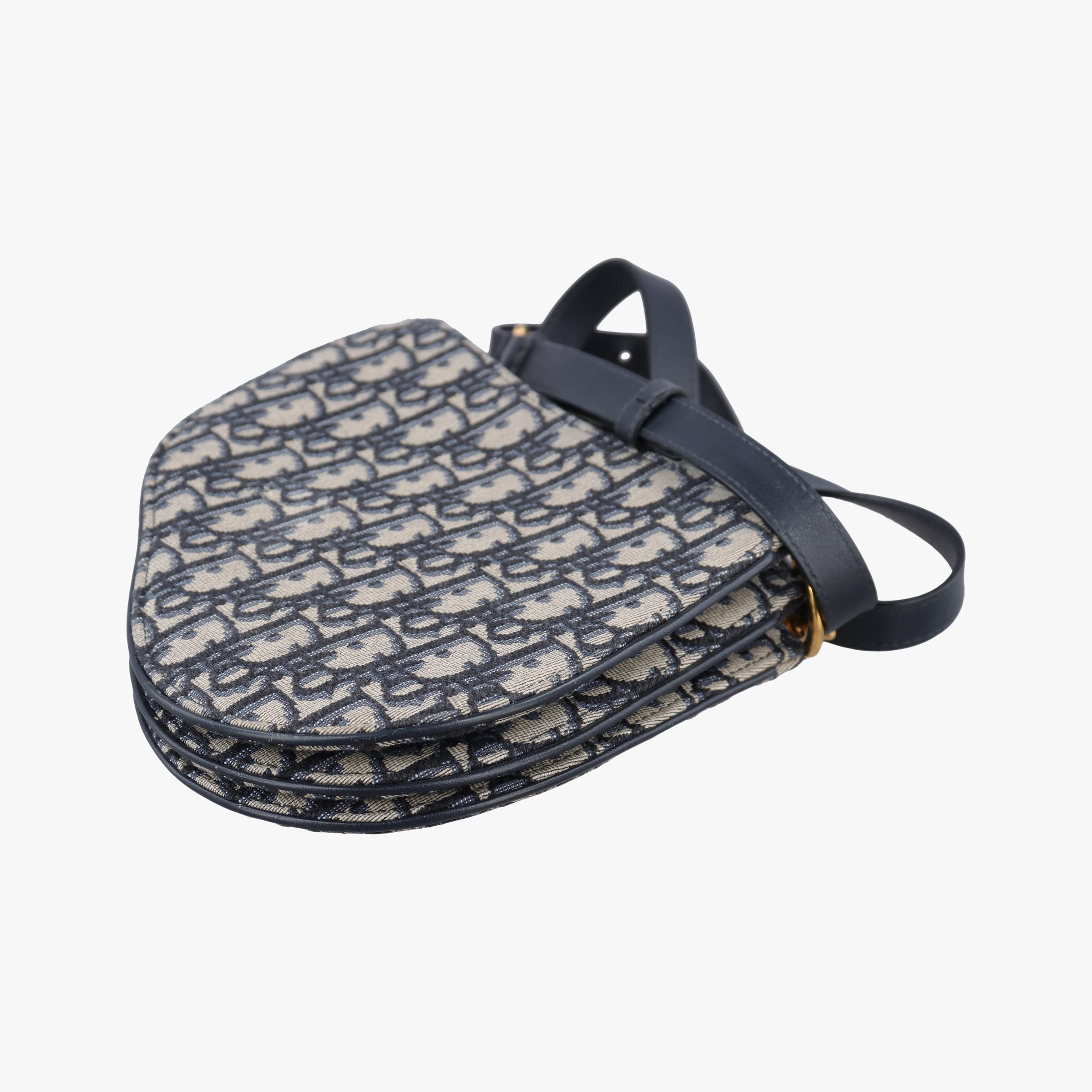 Vintage Christian Dior Saddle Navy×Gray Jacquard  shoulderbag | stylenewstar