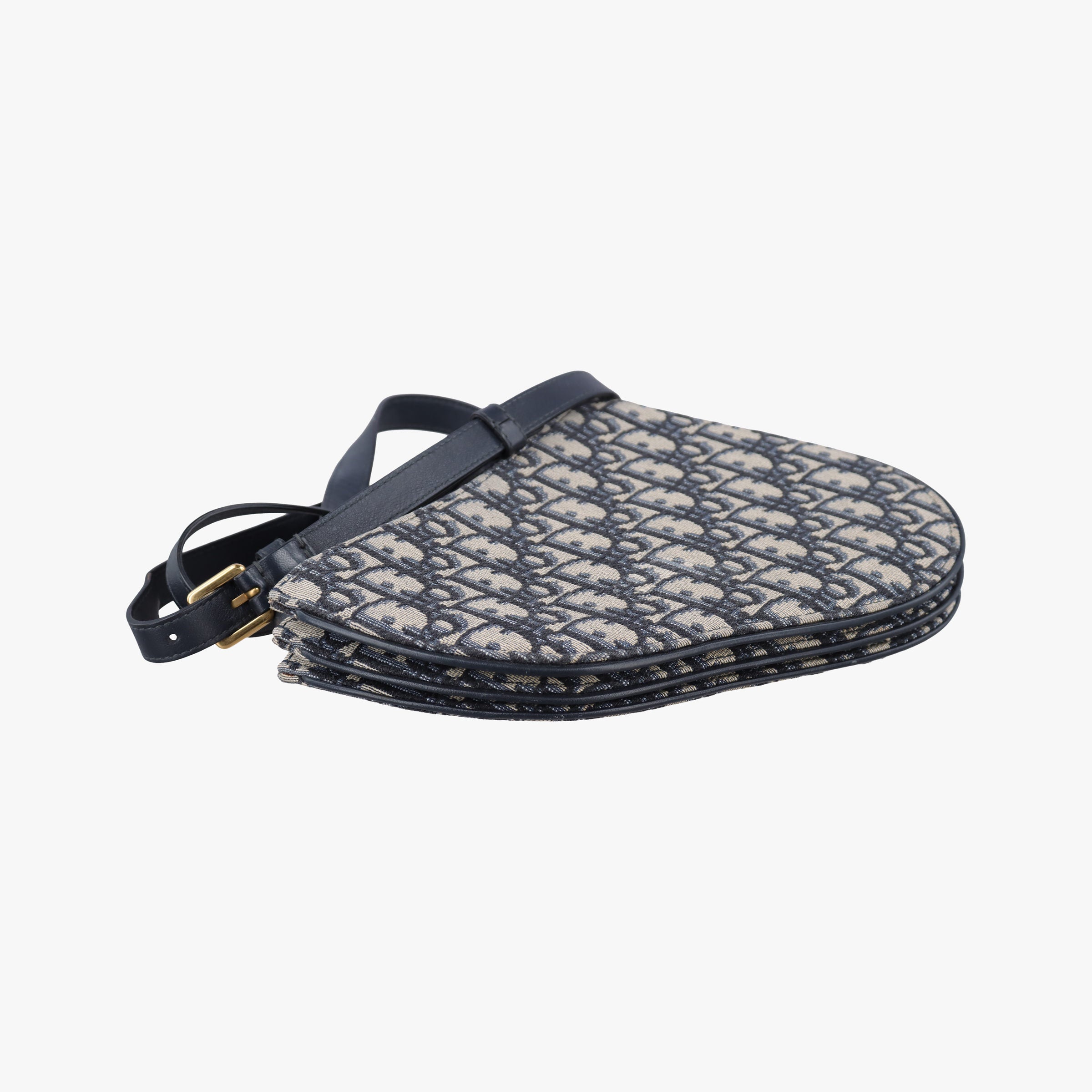 Vintage Christian Dior Saddle Navy×Gray Jacquard  shoulderbag | stylenewstar