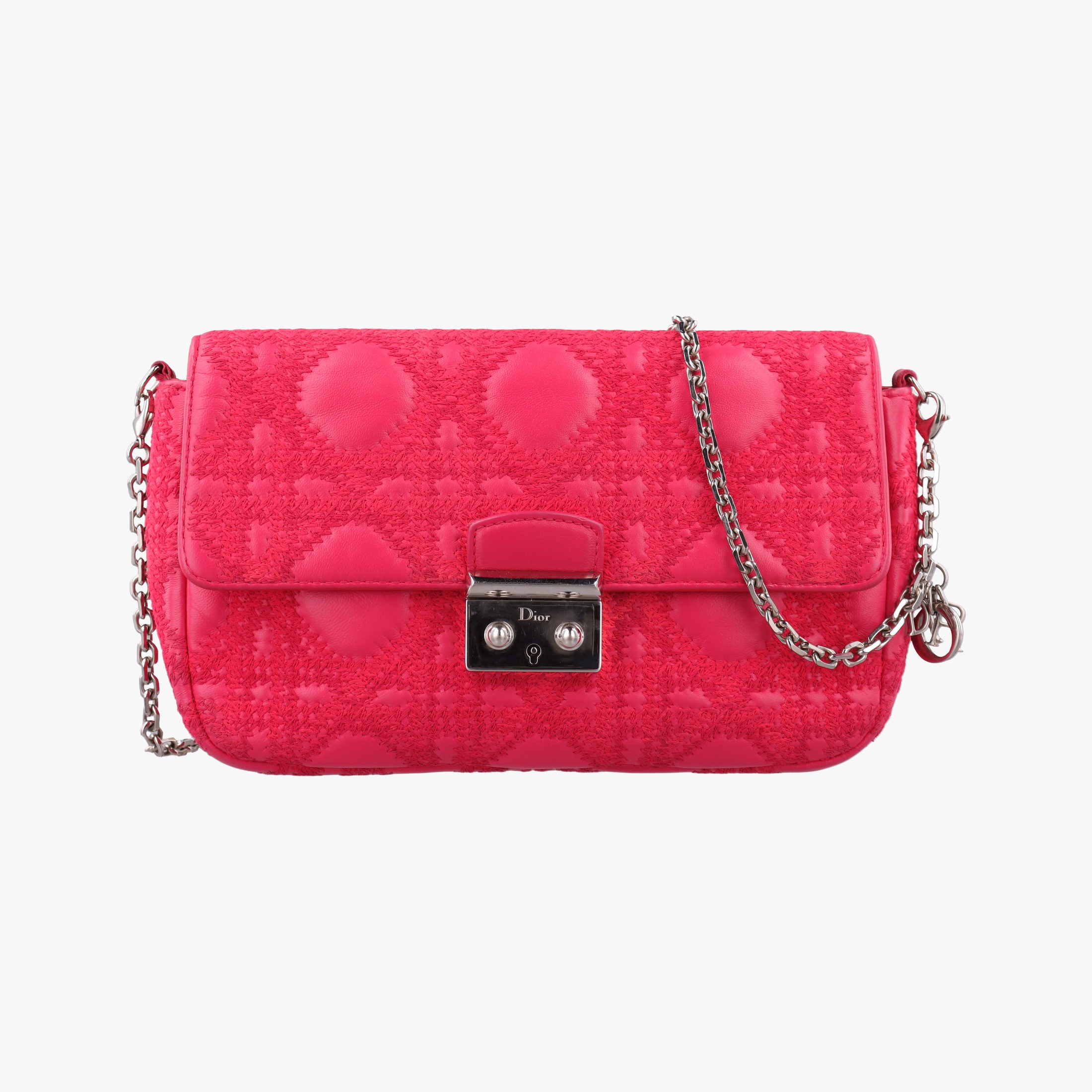 Pre-owned Christian Dior Miss Dior CANNAGE New Lock Rose lambskin  shoulderbag | stylenewstar