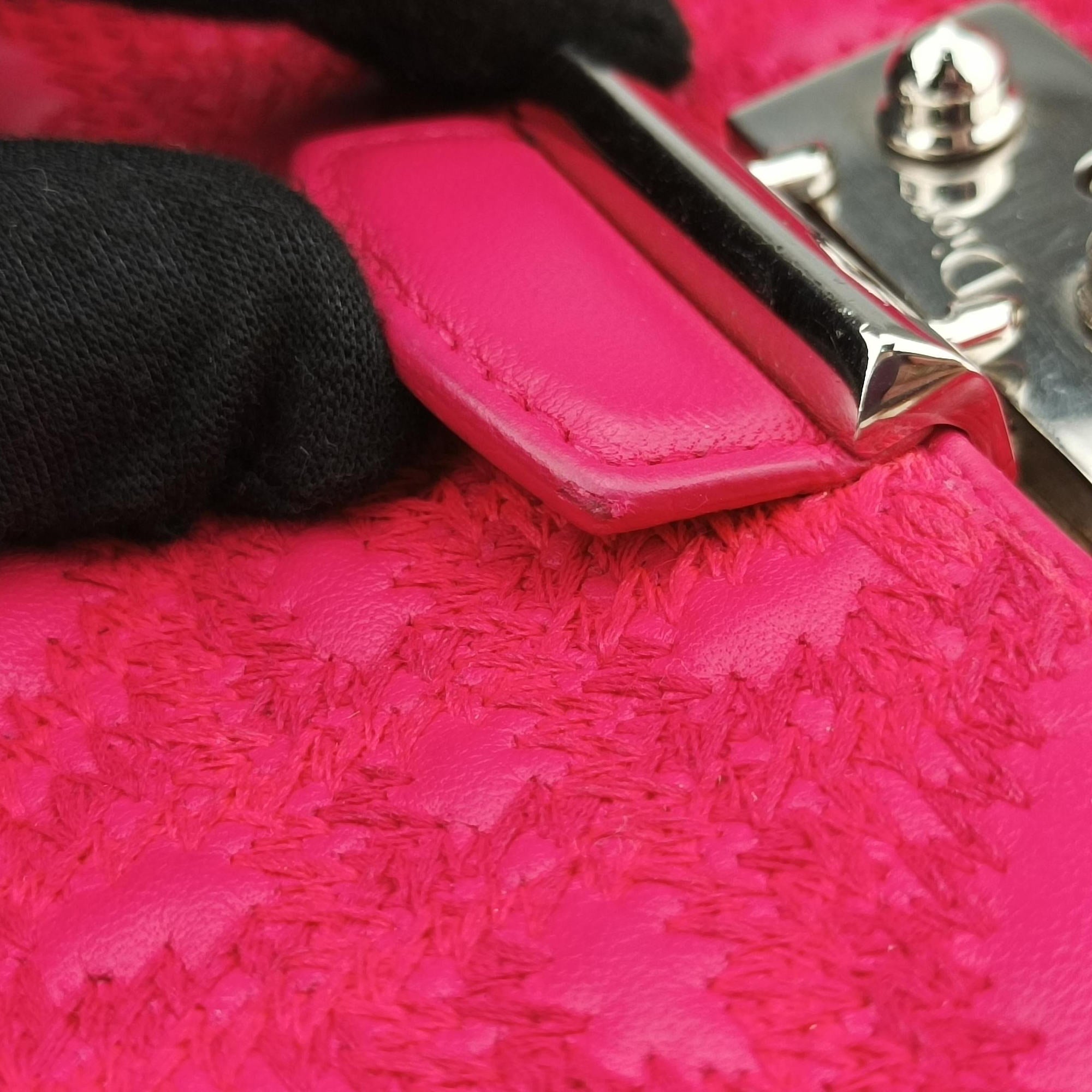 Pre-owned Christian Dior Miss Dior CANNAGE New Lock Rose lambskin  shoulderbag | stylenewstar
