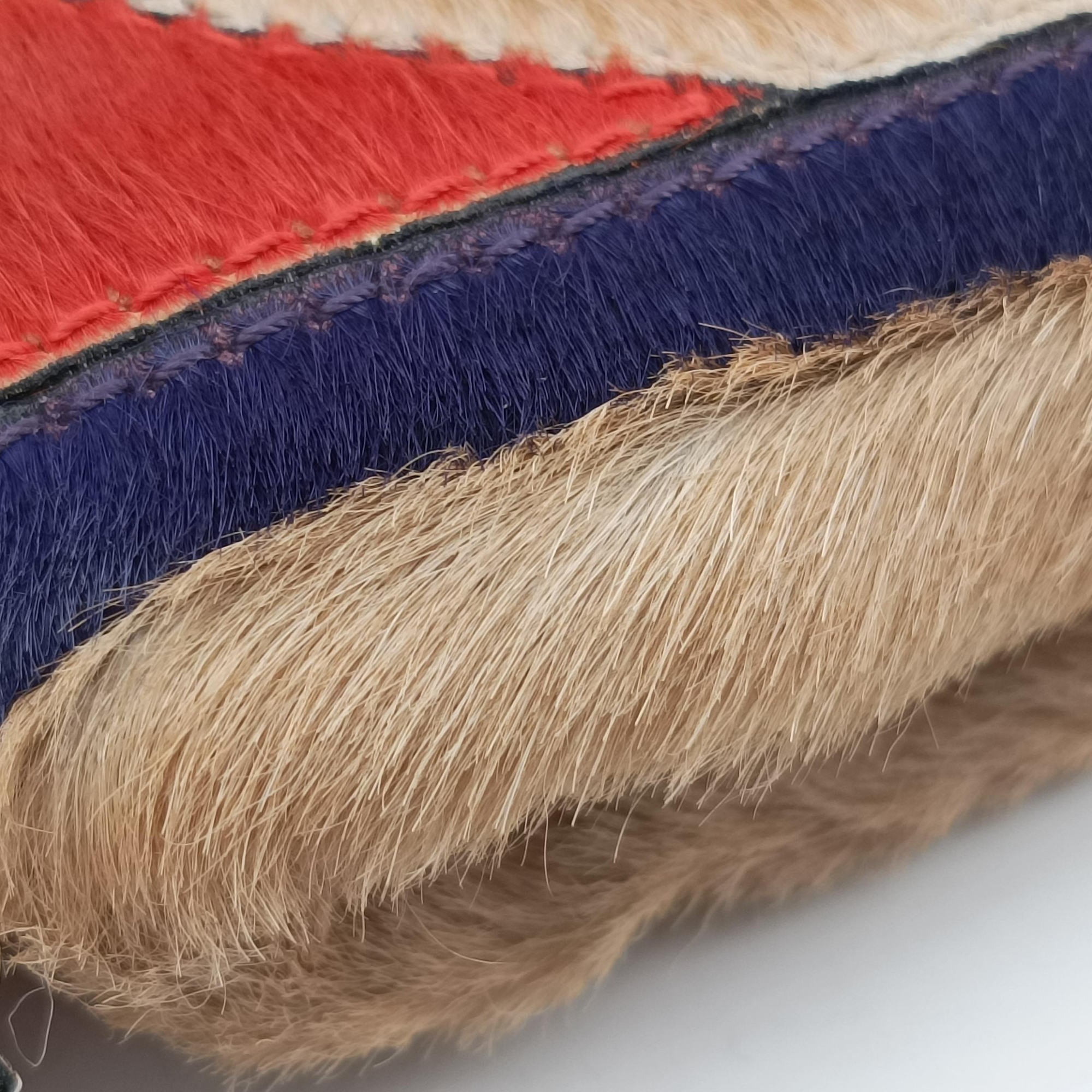 Pre-owned Fendi Color Block Baguette MultiColor ponyhair 26685 shoulderbag | stylenewstar