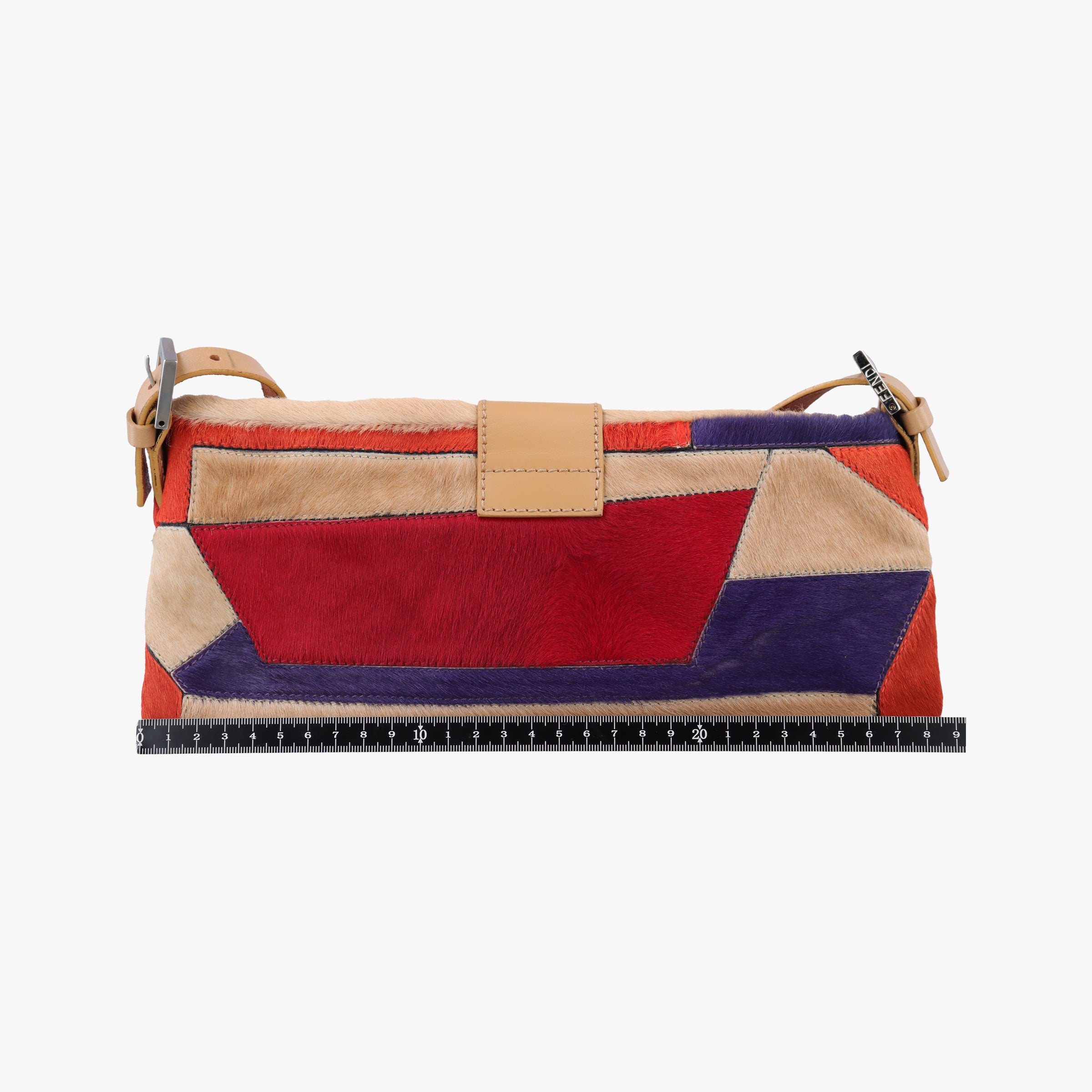 Pre-owned Fendi Color Block Baguette MultiColor ponyhair 26685 shoulderbag | stylenewstar