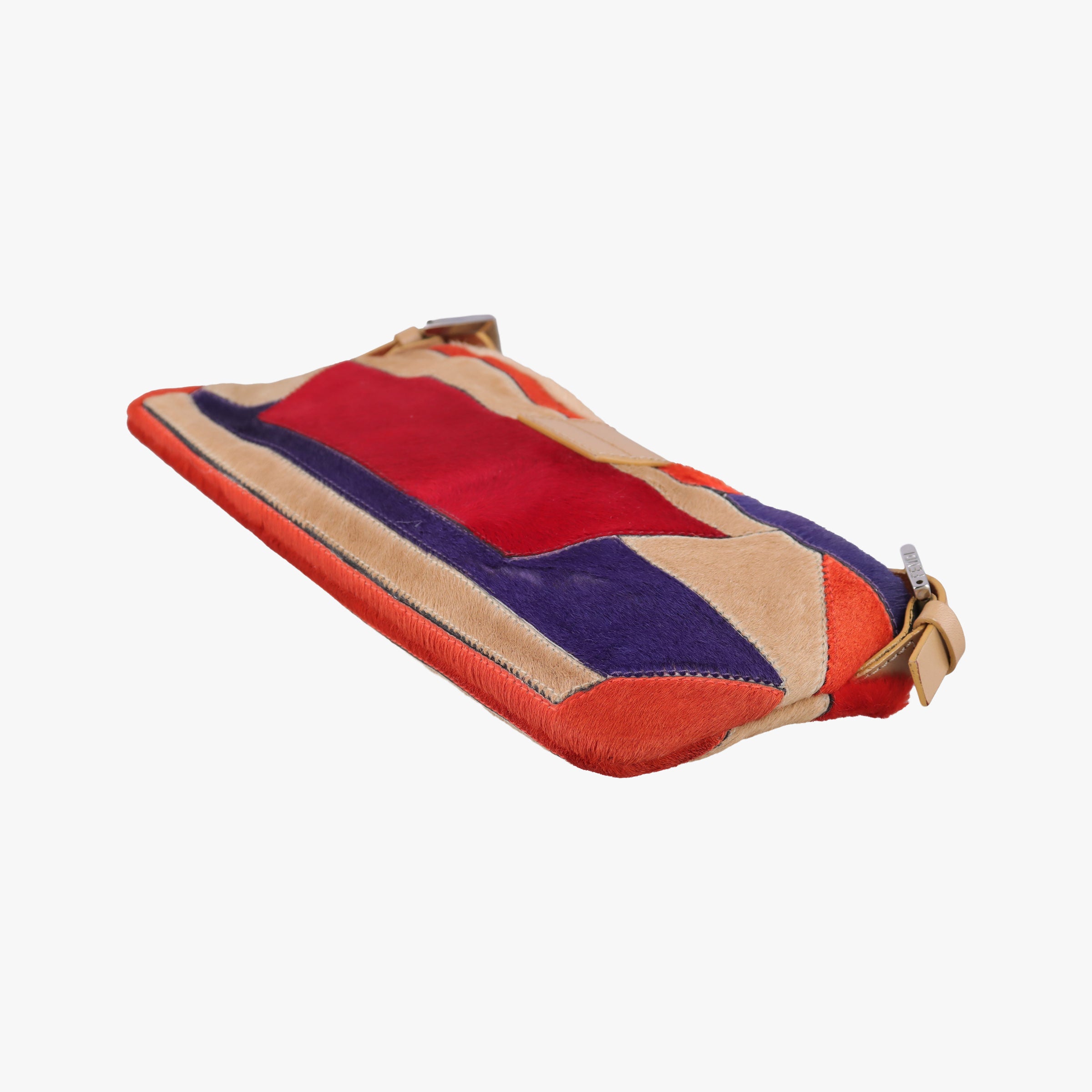 Pre-owned Fendi Color Block Baguette MultiColor ponyhair 26685 shoulderbag | stylenewstar