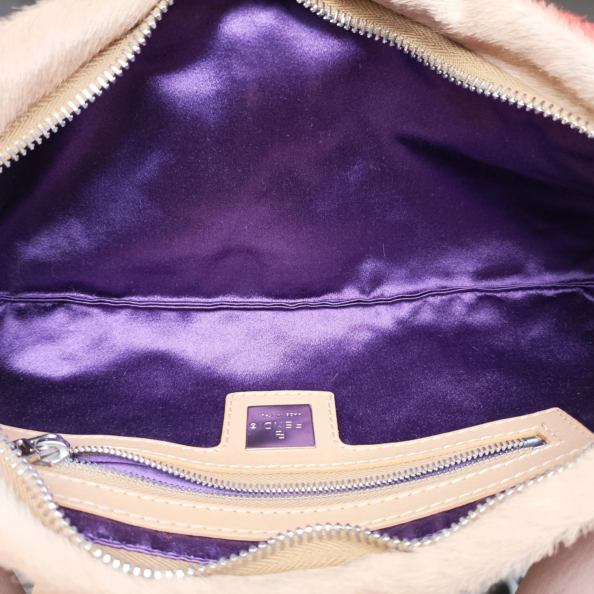 Pre-owned Fendi Color Block Baguette MultiColor ponyhair 26685 shoulderbag | stylenewstar