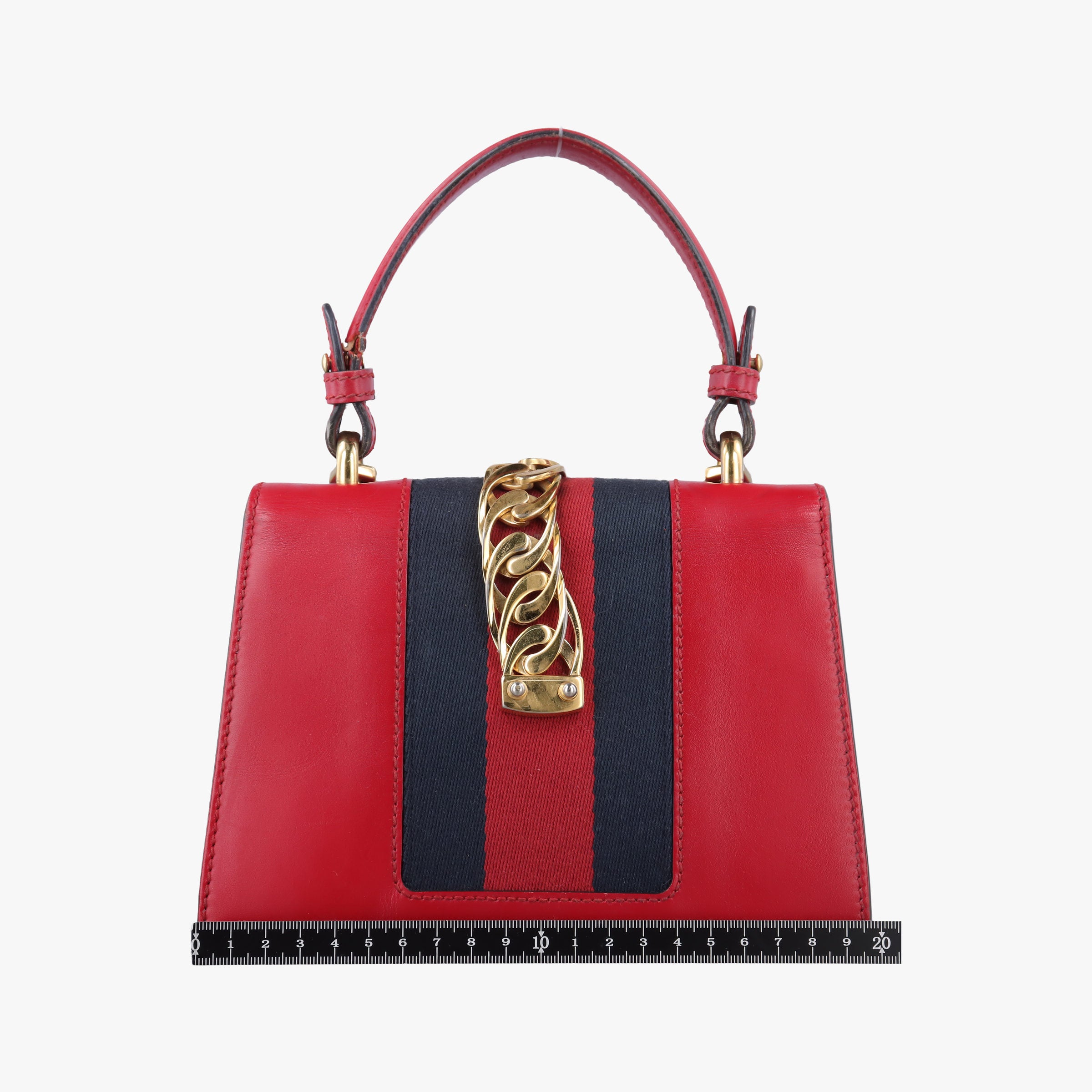 Pre-owned Gucci Sylvie Red×navy Leather 470270 shoulderbag | stylenewstar