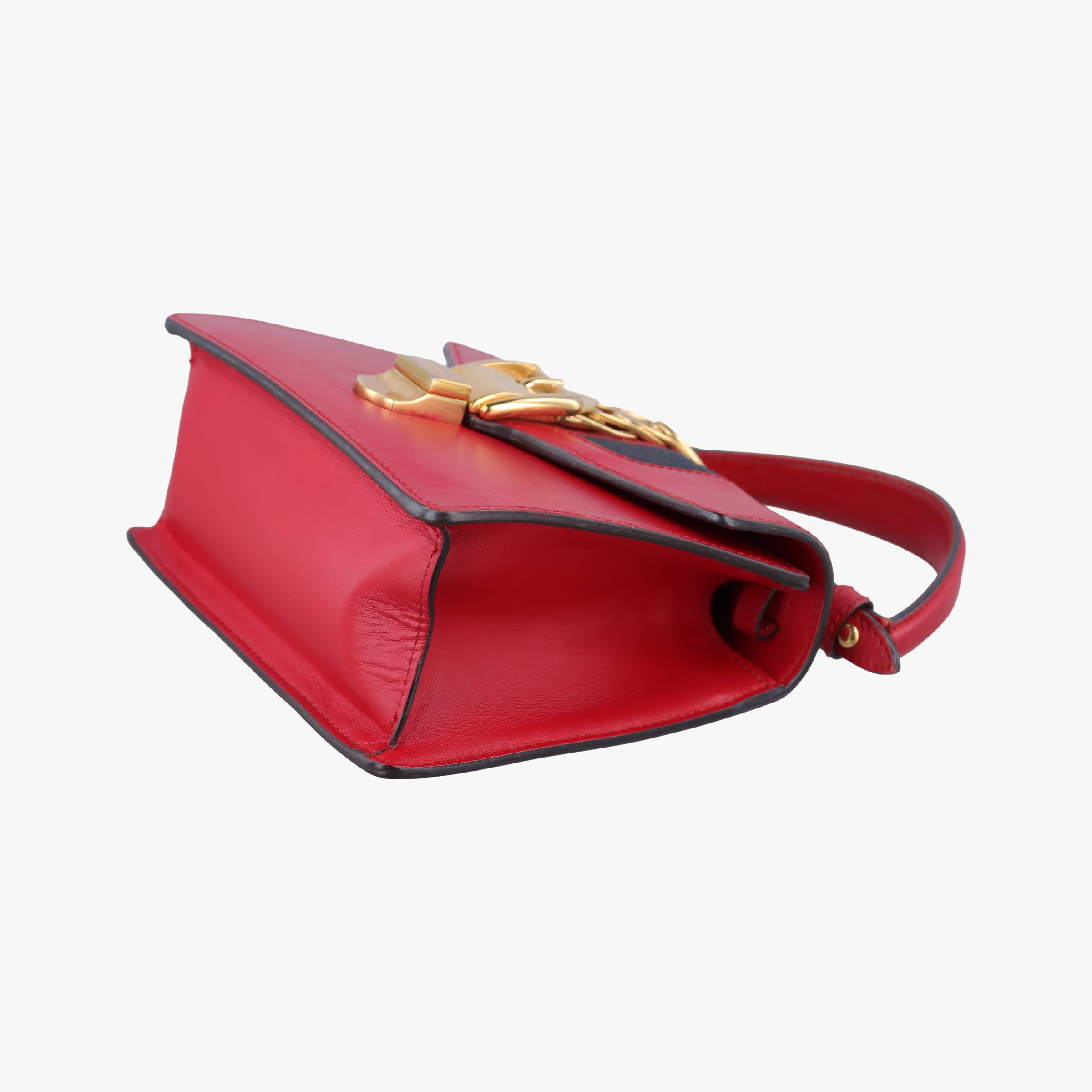 Pre-owned Gucci Sylvie Red×navy Leather 470270 shoulderbag | stylenewstar