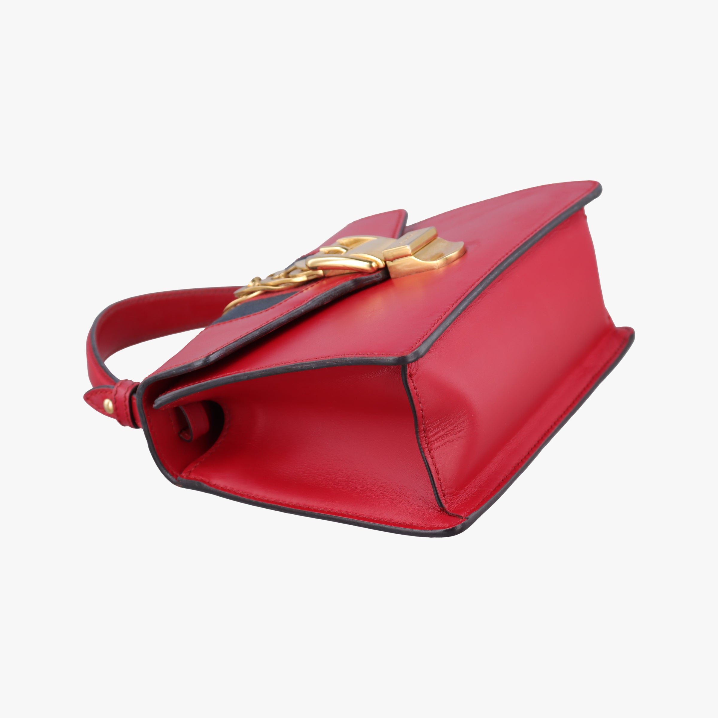 Pre-owned Gucci Sylvie Red×navy Leather 470270 shoulderbag | stylenewstar