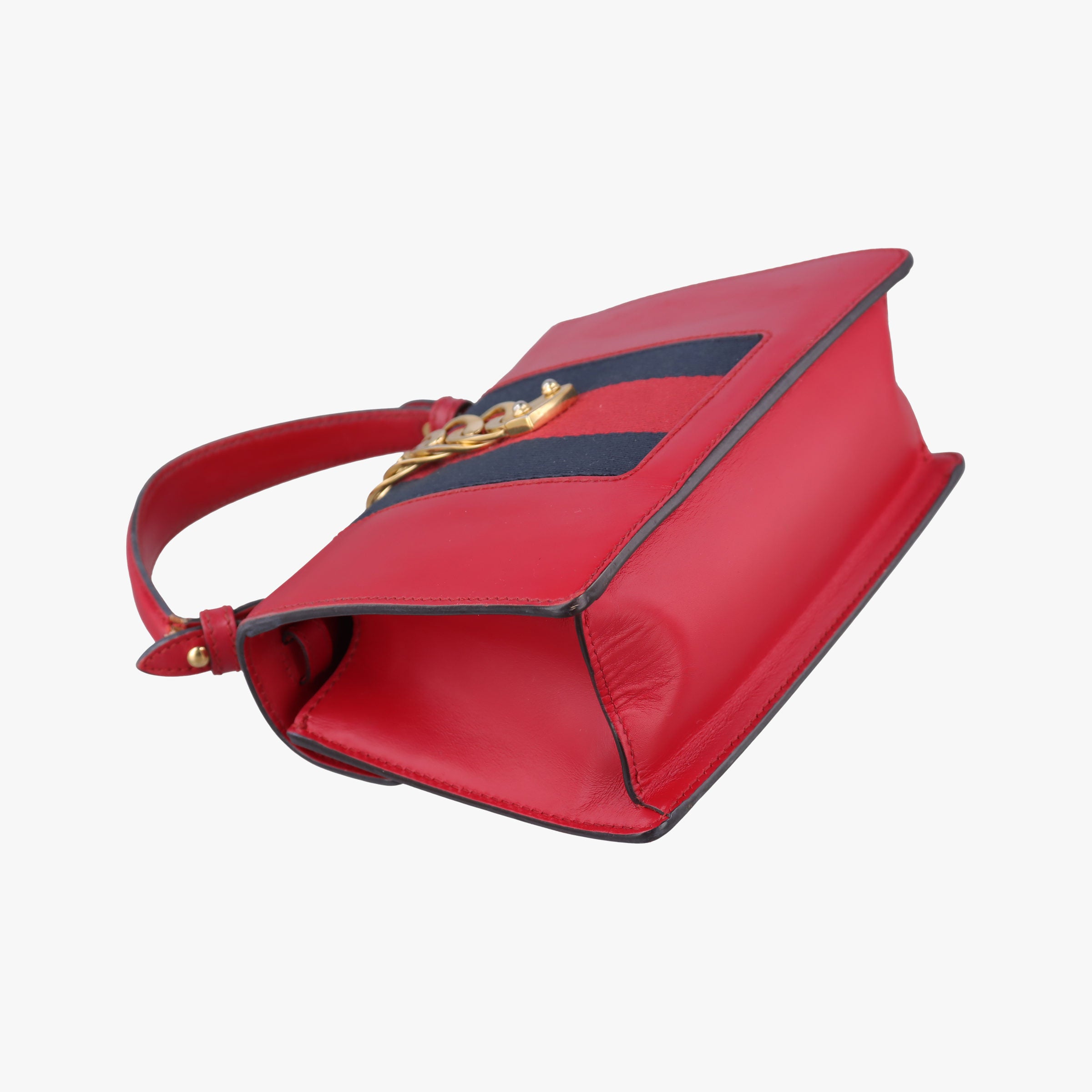 Pre-owned Gucci Sylvie Red×navy Leather 470270 shoulderbag | stylenewstar