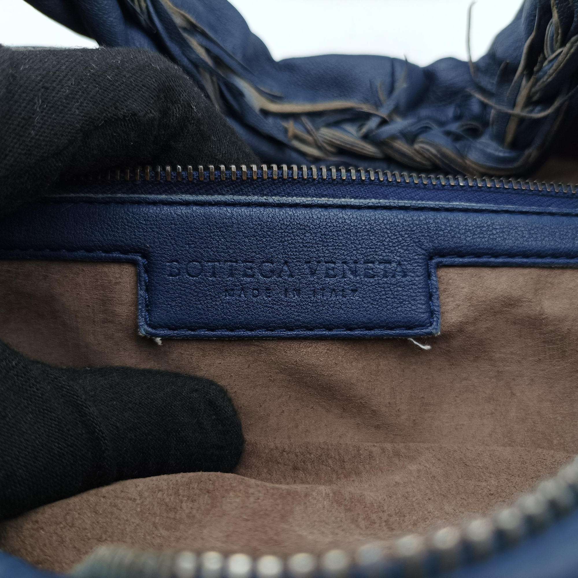 Pre-owned Bottega Veneta Intrecciato Navy lambskin  shoulderbag | stylenewstar