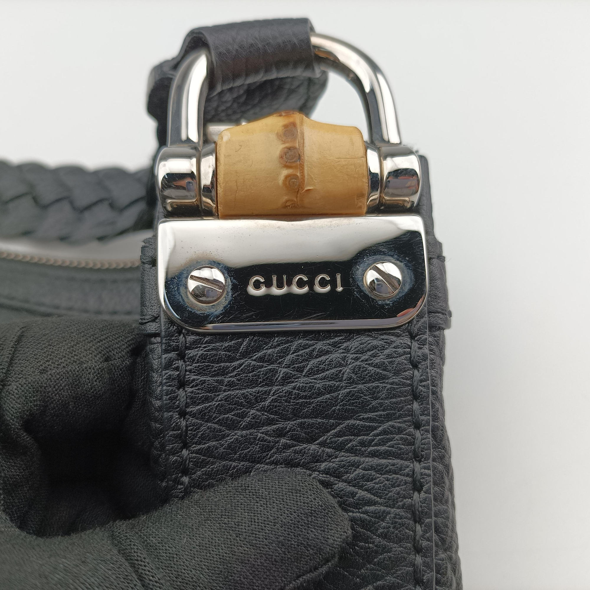Pre-owned Gucci Bamboo Bar Hobo Black Leather 257090 handbag | stylenewstar