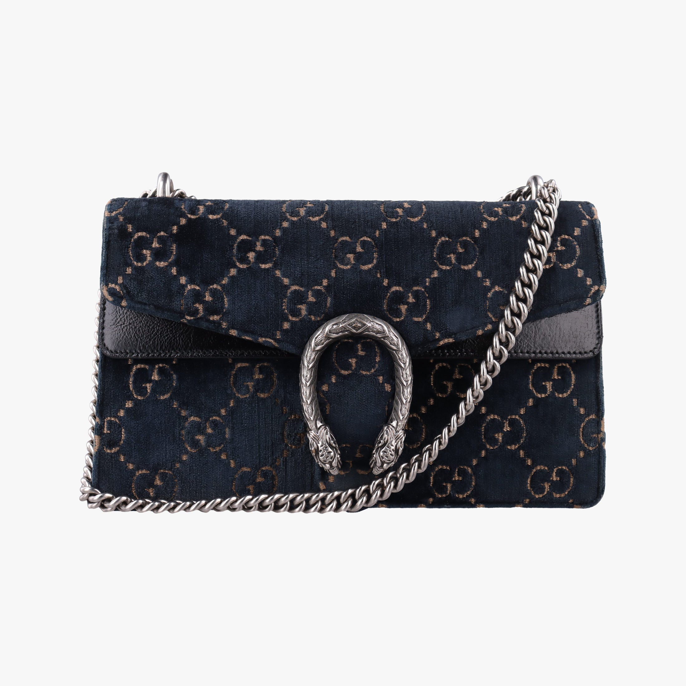 Pre-owned Gucci Dionysus Navy velour 400249 shoulderbag | stylenewstar