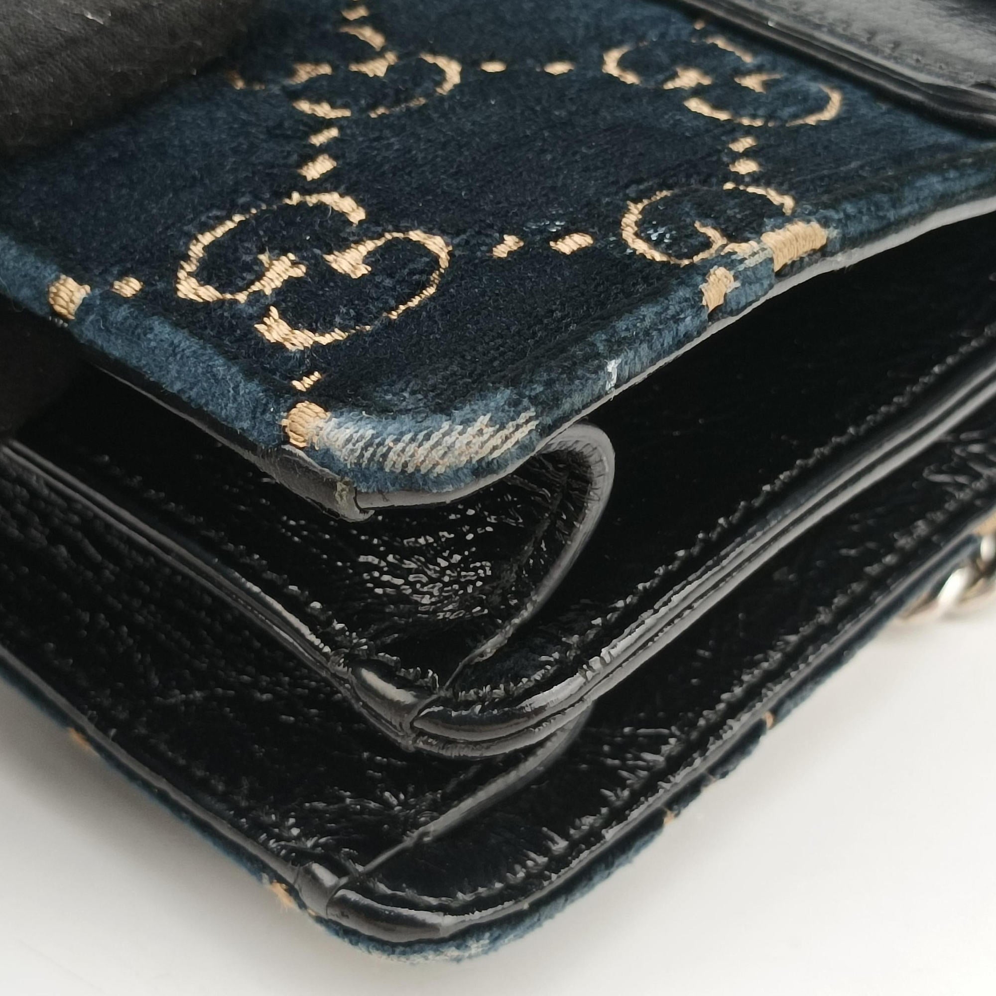 Pre-owned Gucci Dionysus Navy velour 400249 shoulderbag | stylenewstar