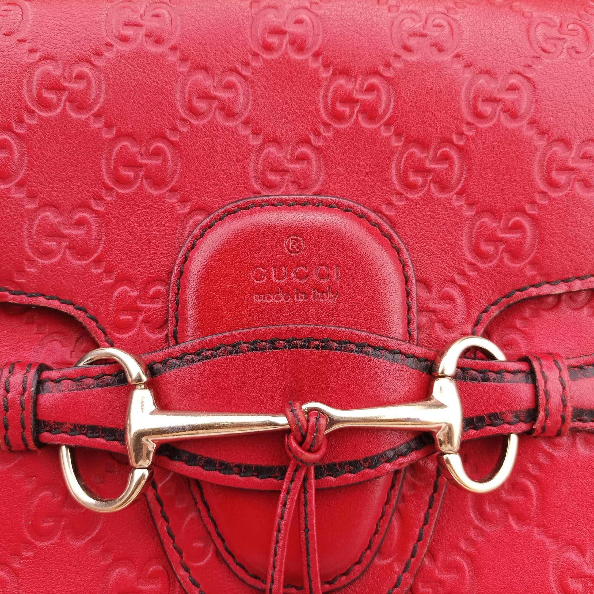 Pre-owned Gucci Emily Red Leather 295403 shoulderbag | stylenewstar