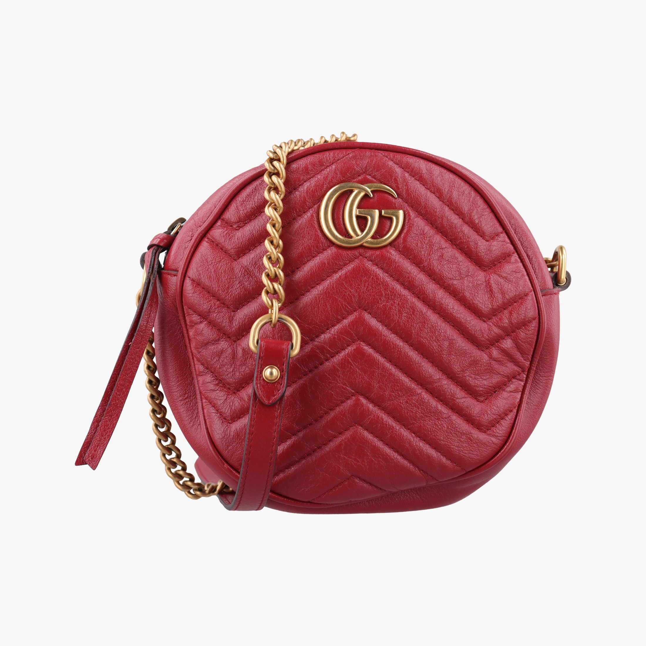 Pre-owned Gucci GG Marmont Red Leather 550154 shoulderbag | stylenewstar