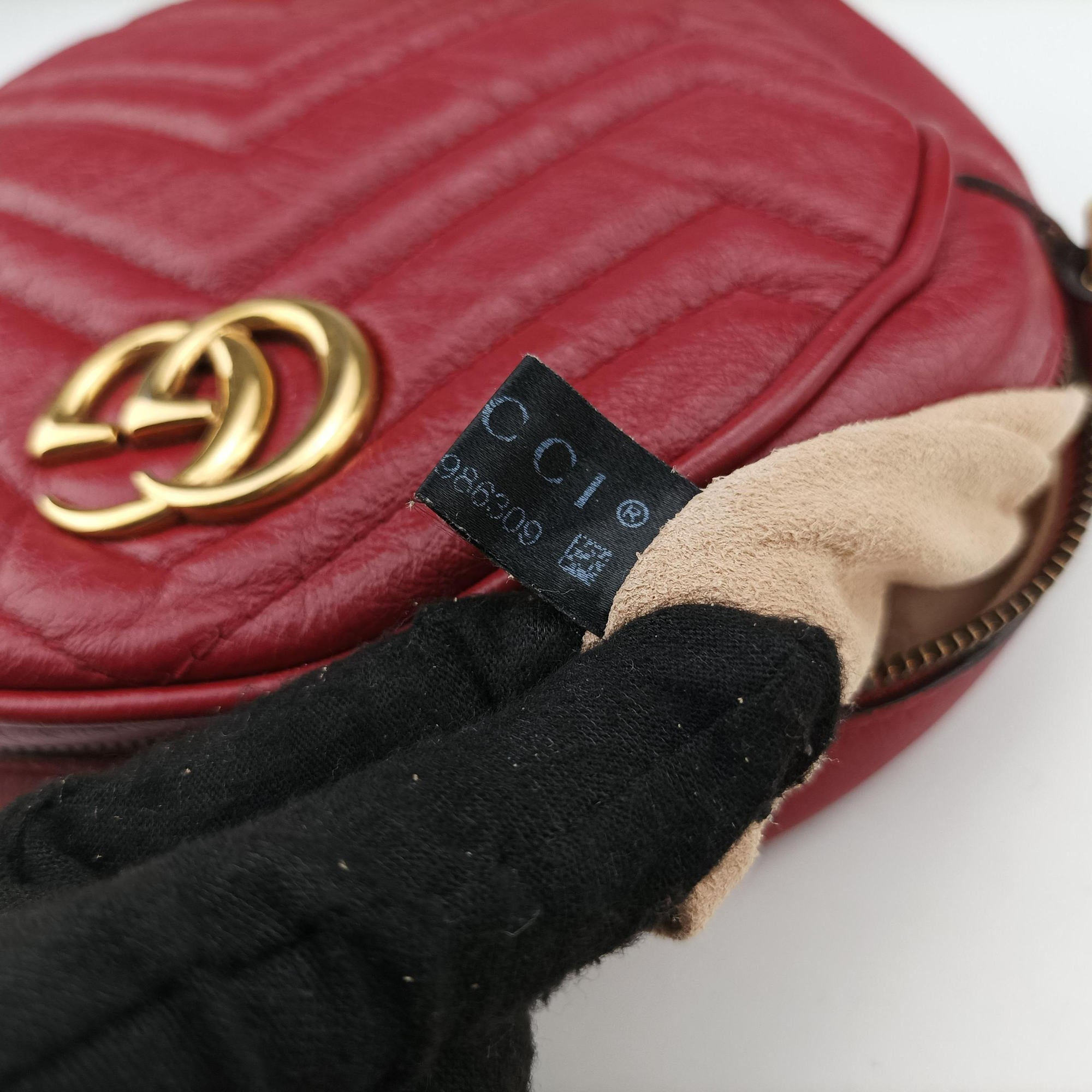 Pre-owned Gucci GG Marmont Red Leather 550154 shoulderbag | stylenewstar