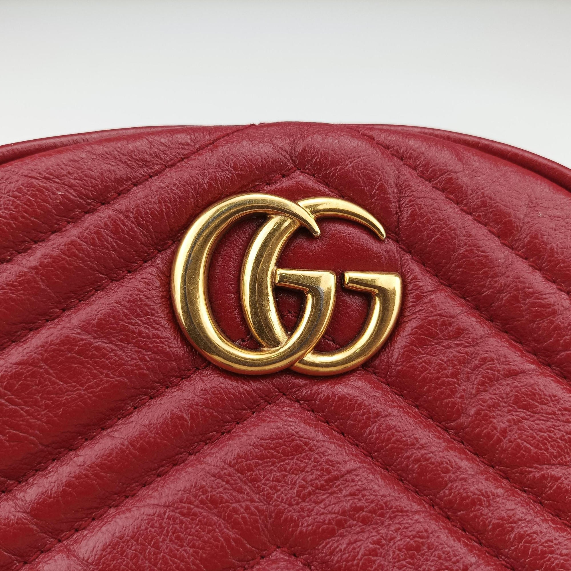 Pre-owned Gucci GG Marmont Red Leather 550154 shoulderbag | stylenewstar