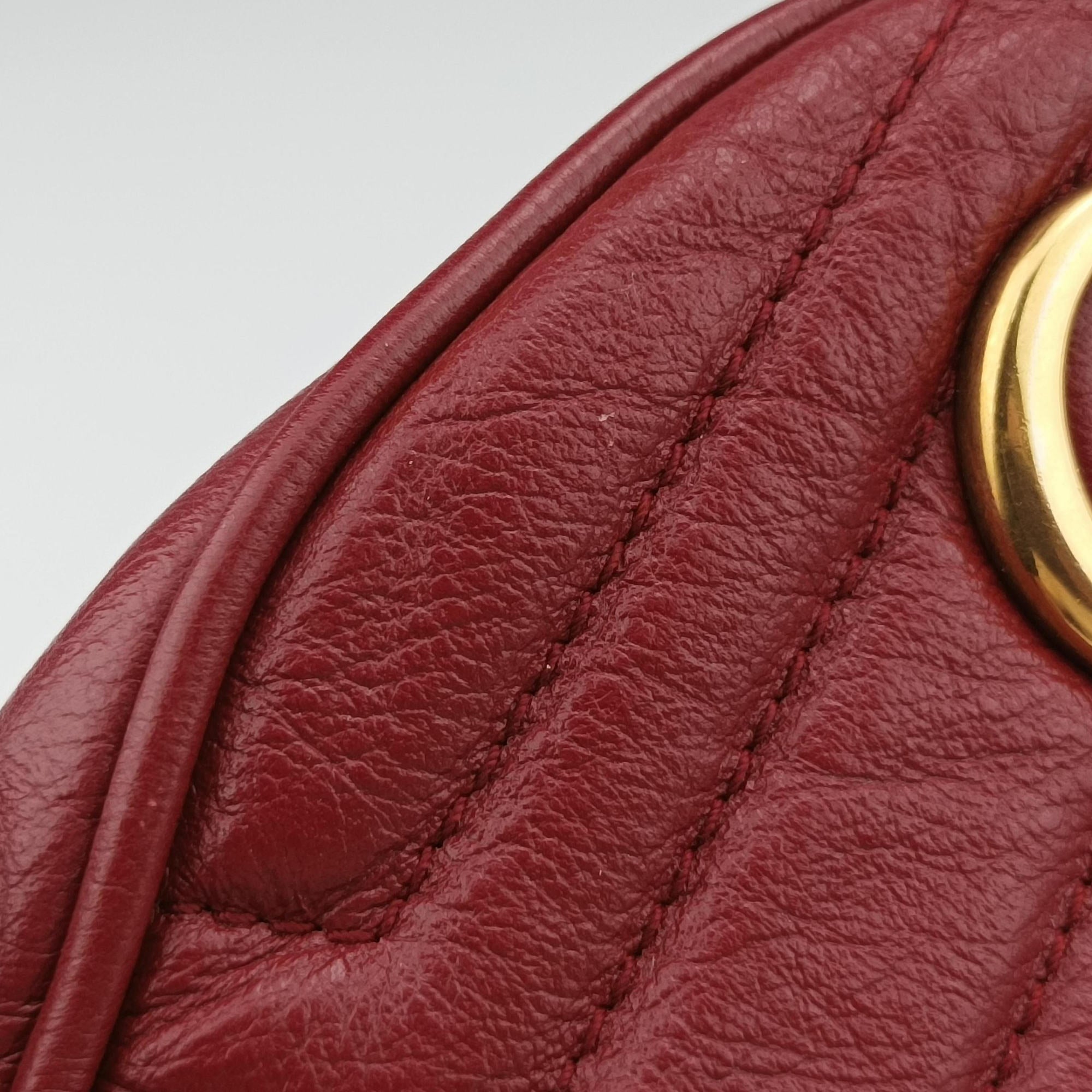 Pre-owned Gucci GG Marmont Red Leather 550154 shoulderbag | stylenewstar