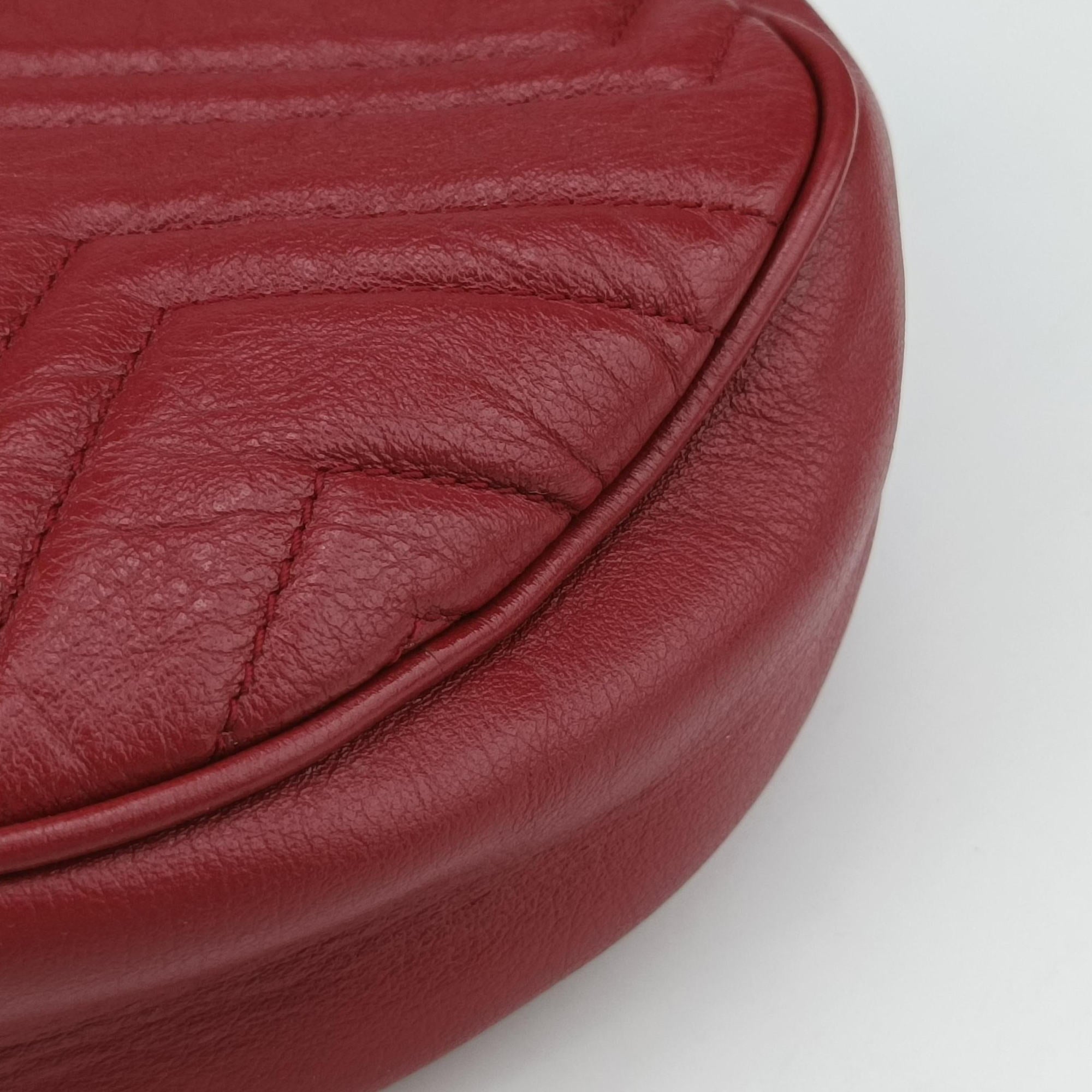Pre-owned Gucci GG Marmont Red Leather 550154 shoulderbag | stylenewstar