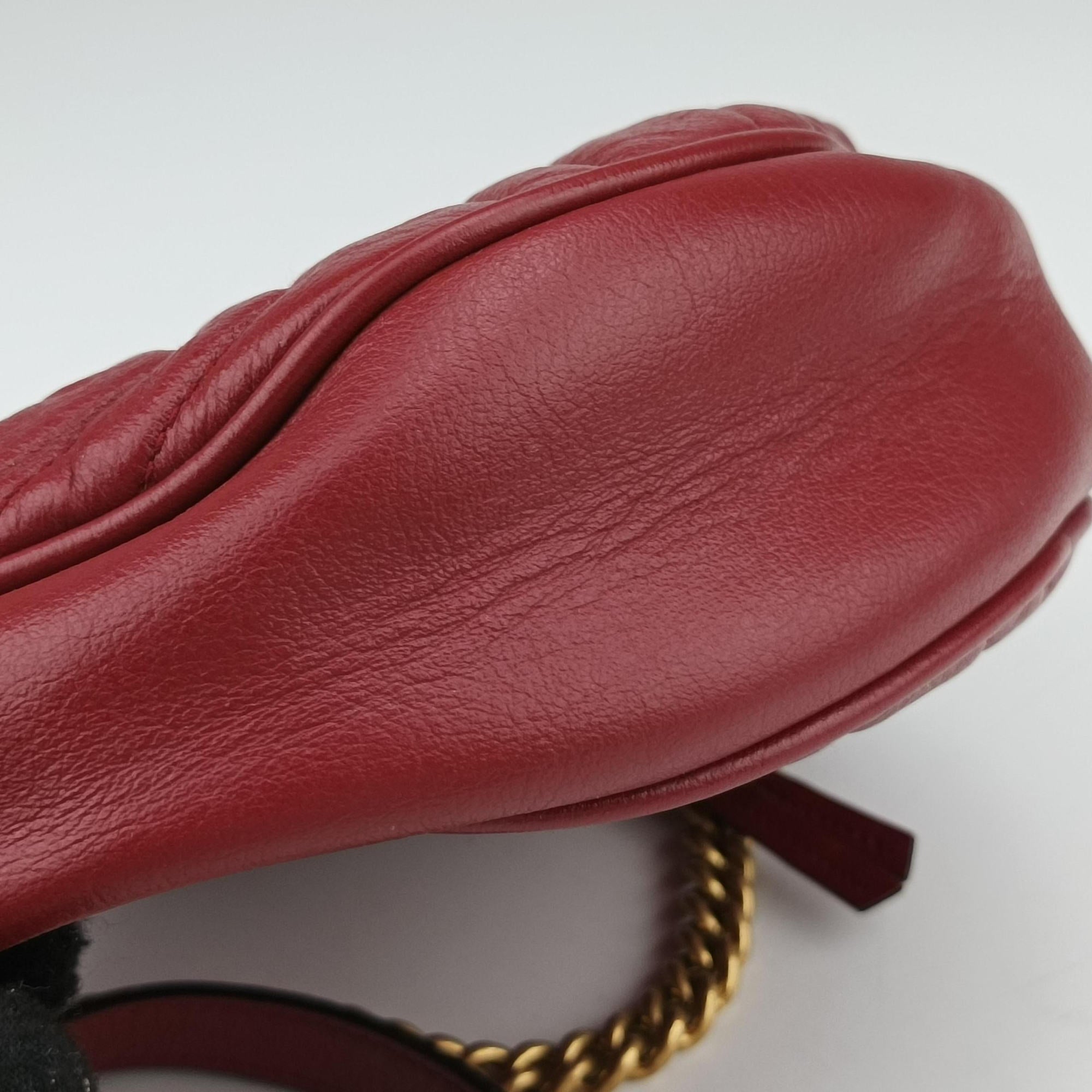 Pre-owned Gucci GG Marmont Red Leather 550154 shoulderbag | stylenewstar