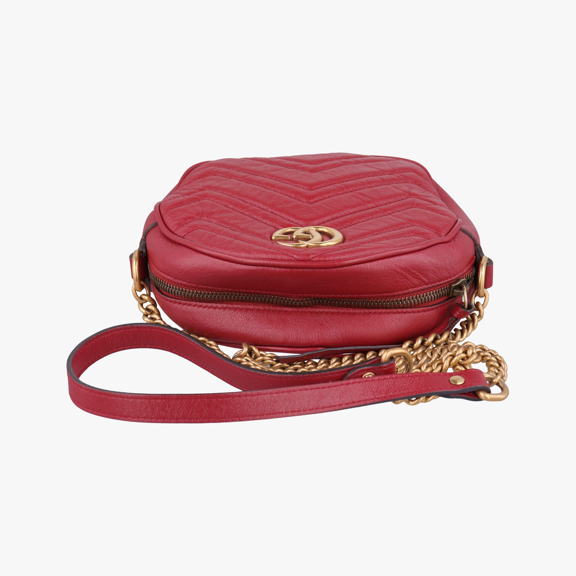 Pre-owned Gucci GG Marmont Red Leather 550154 shoulderbag | stylenewstar