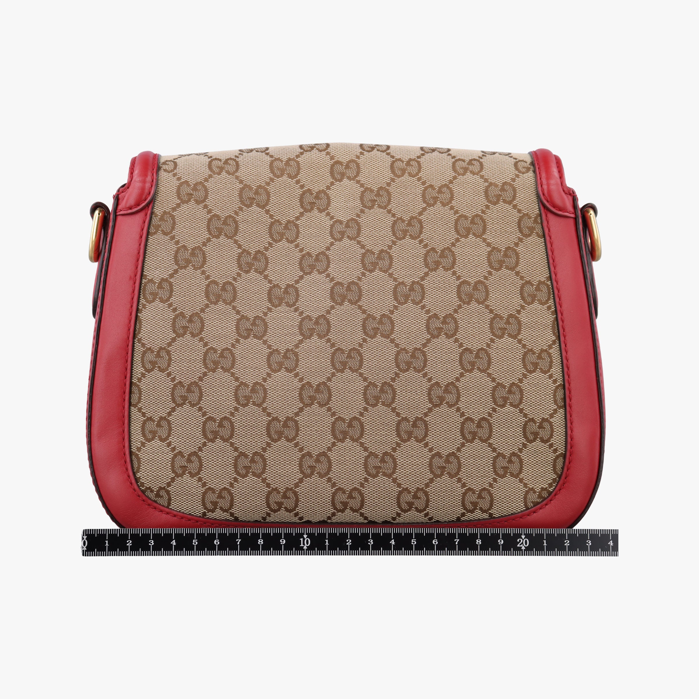 Pre-owned Gucci Lady Web khaki×red canvas×leather 383848 shoulderbag | stylenewstar